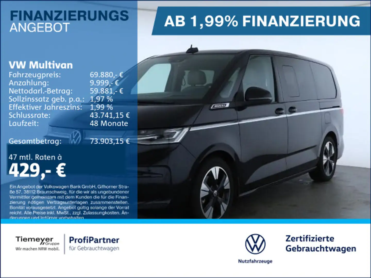 Volkswagen T7 Multivan T7 Multivan HYBRID ALLRAD LÜ LANG STYLE PANO H+K Schwarz - 1