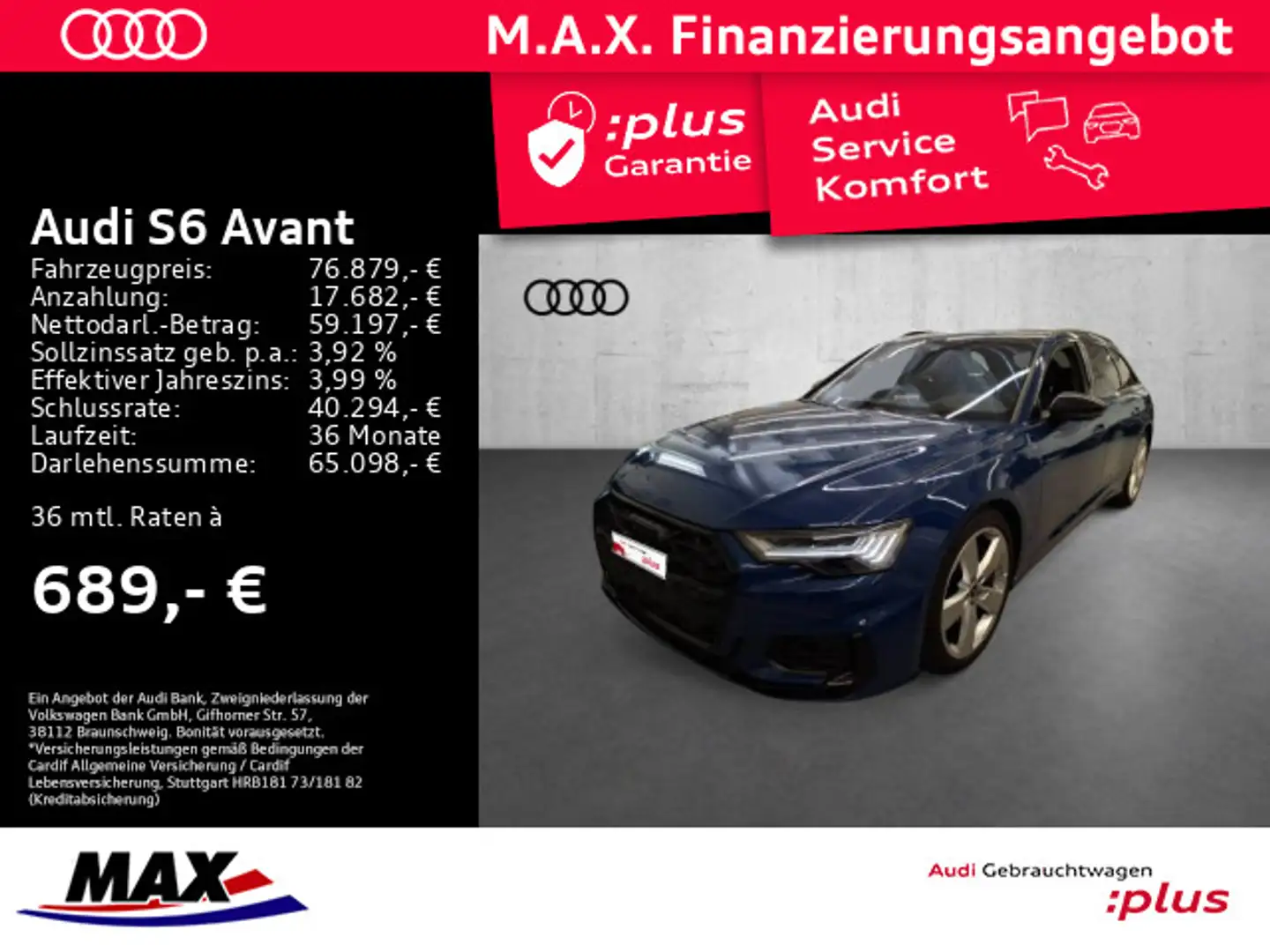 Audi S6 TDI +HD-MATRIX+LUFT+AHK+PANO+NAVI+HUD+ Azul - 1