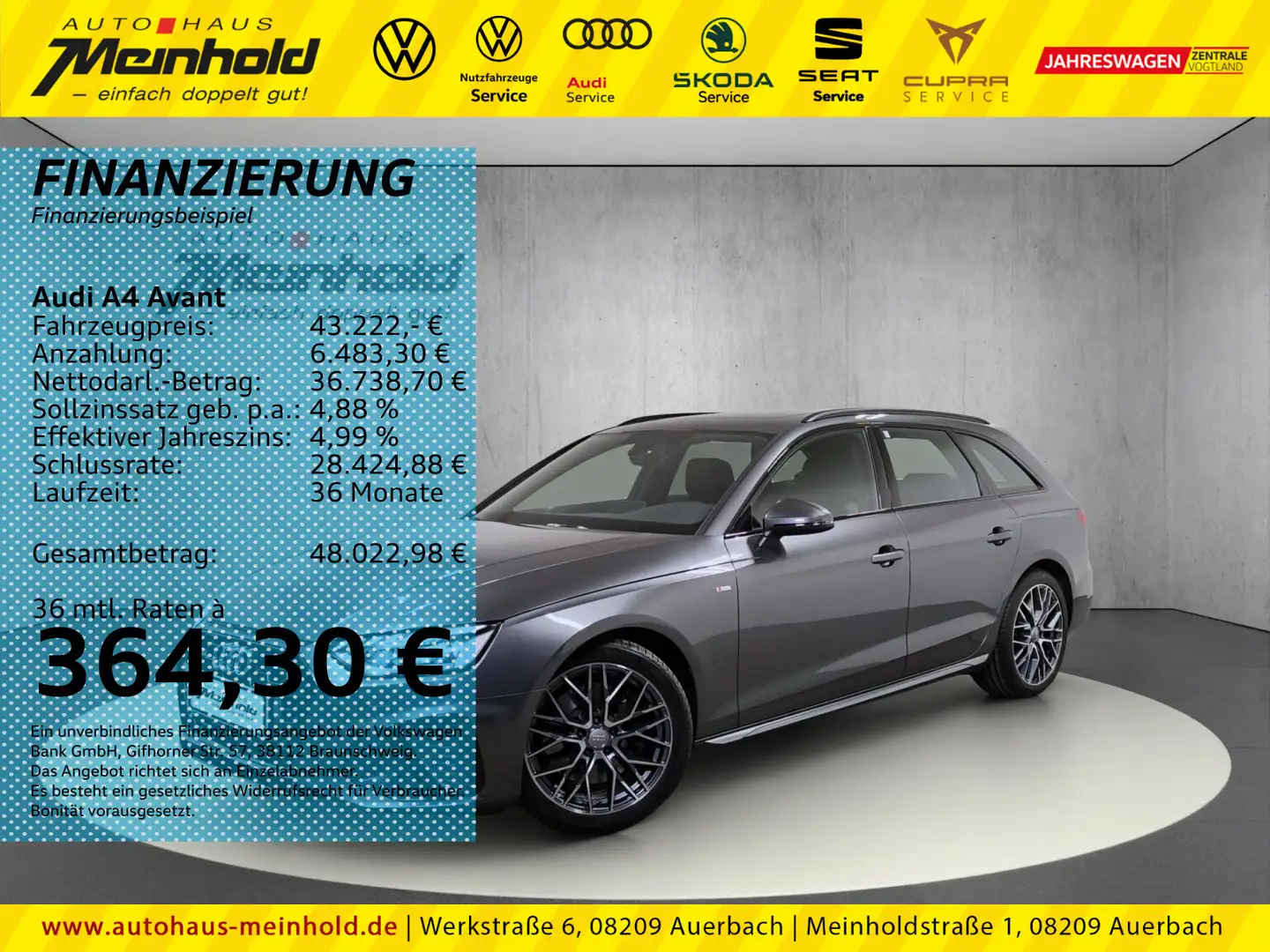 Audi A4 S line 45 TFSI quattro S tronic Grau - 1