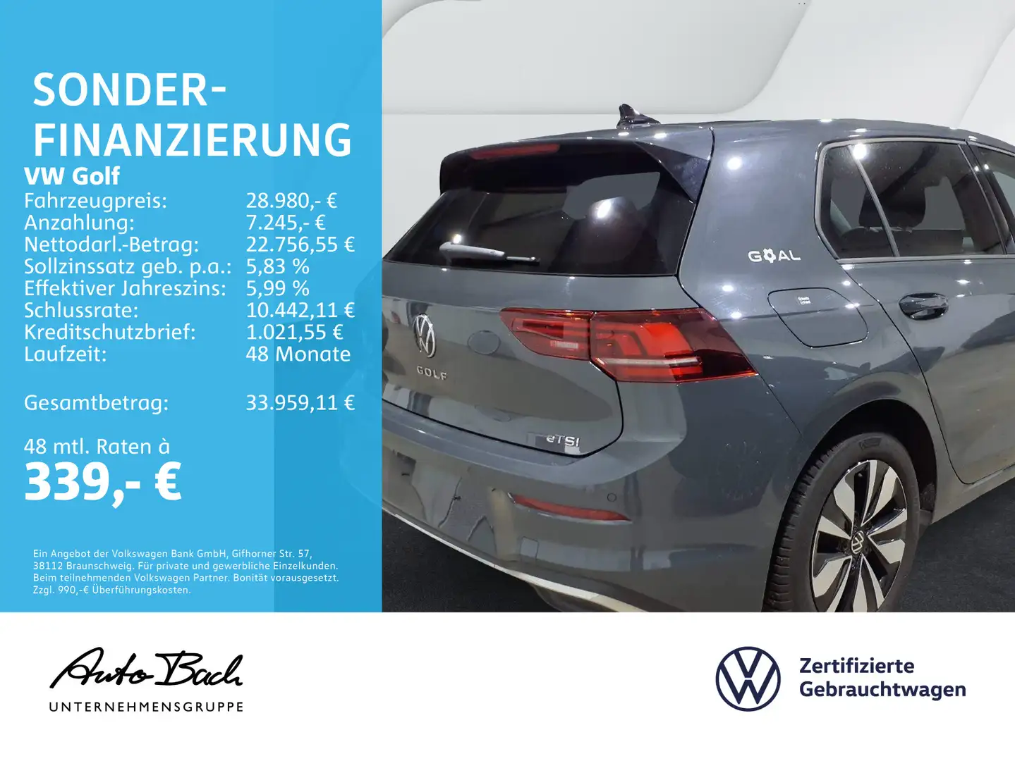 Volkswagen Golf VIII Goal 1.5 eTSI DSG Navi LED ACC EPH AHK Grau - 2