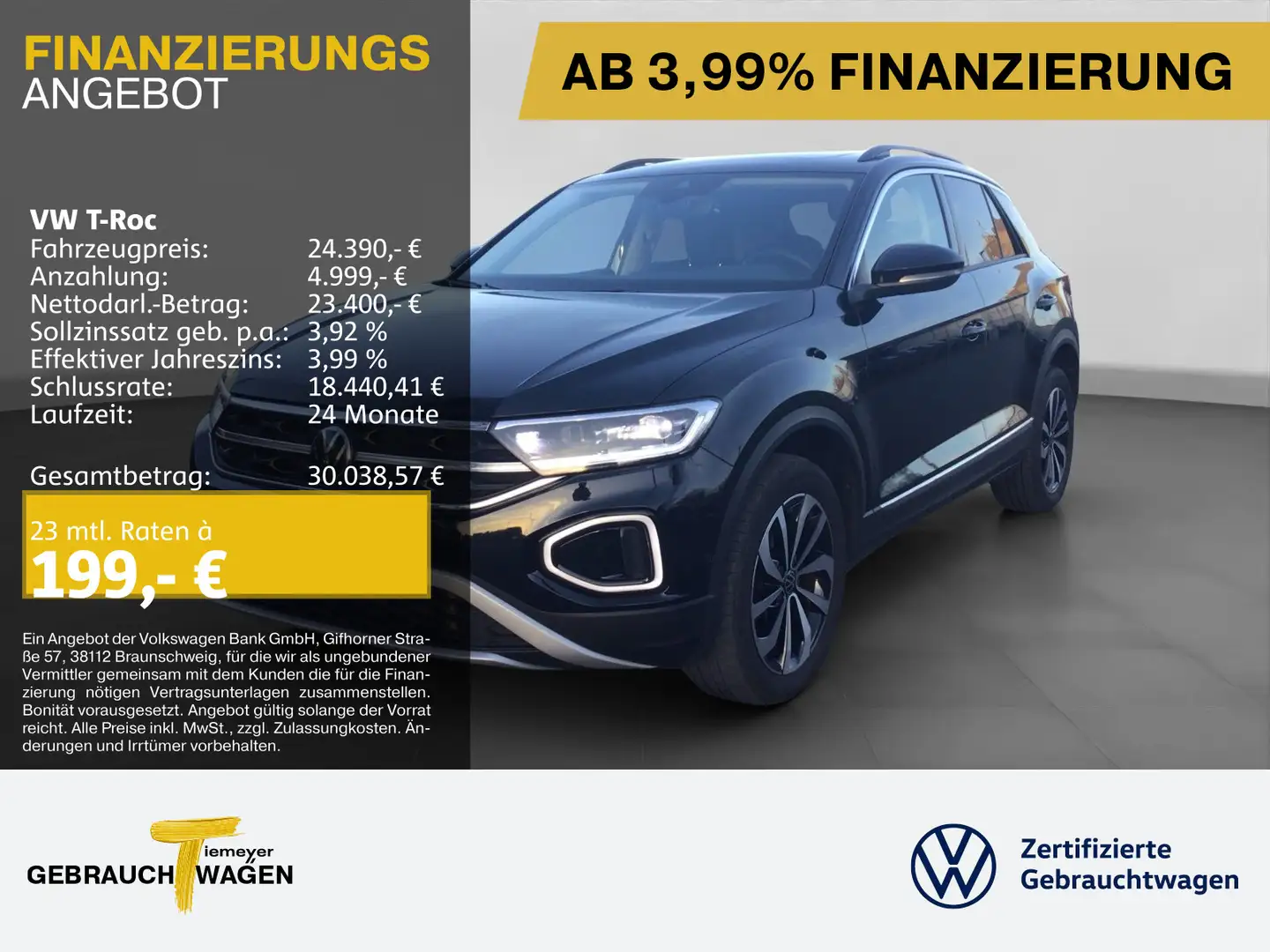 Volkswagen T-Roc 1.5 TSI DSG STYLE PANO ASSIST KAMERA KEYLE Schwarz - 1