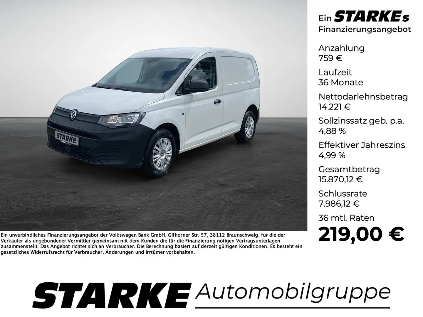 Volkswagen Caddy Cargo 2.0 TDI Kasten Blanc - 1