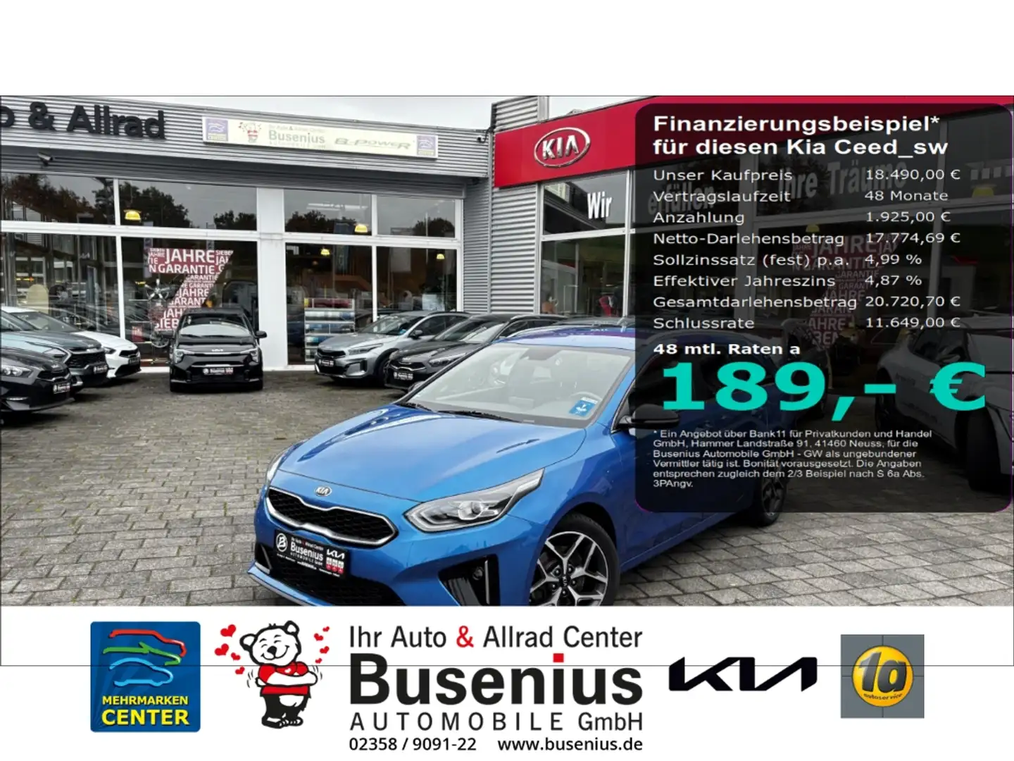 Kia Ceed SW / cee'd SW 1.4 T-GDI GTL+Tech+Leder+Navi+LED+Kamera Blau - 1