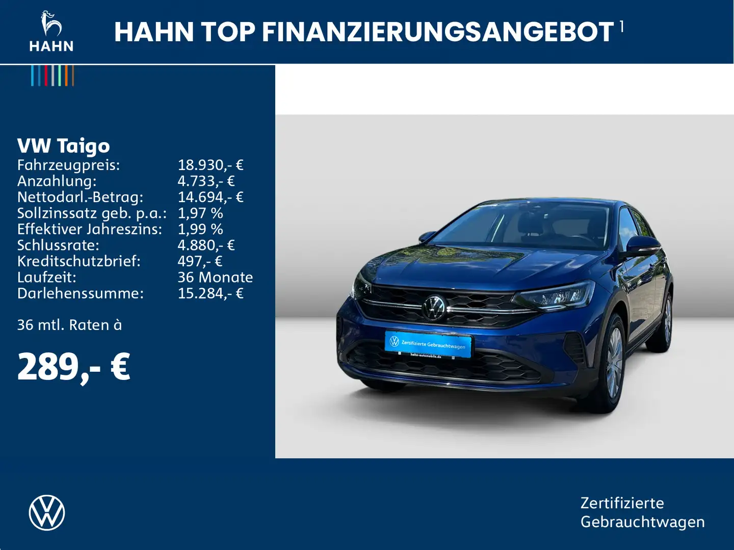 Volkswagen Taigo 1.0TSI LED Sitzh PDC App-Connect Virtual Blau - 2