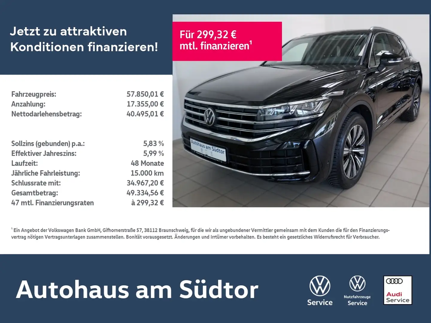 Volkswagen Touareg Elegance 4M 3.0 TDI | LED AHK RFK ACC Schwarz - 1