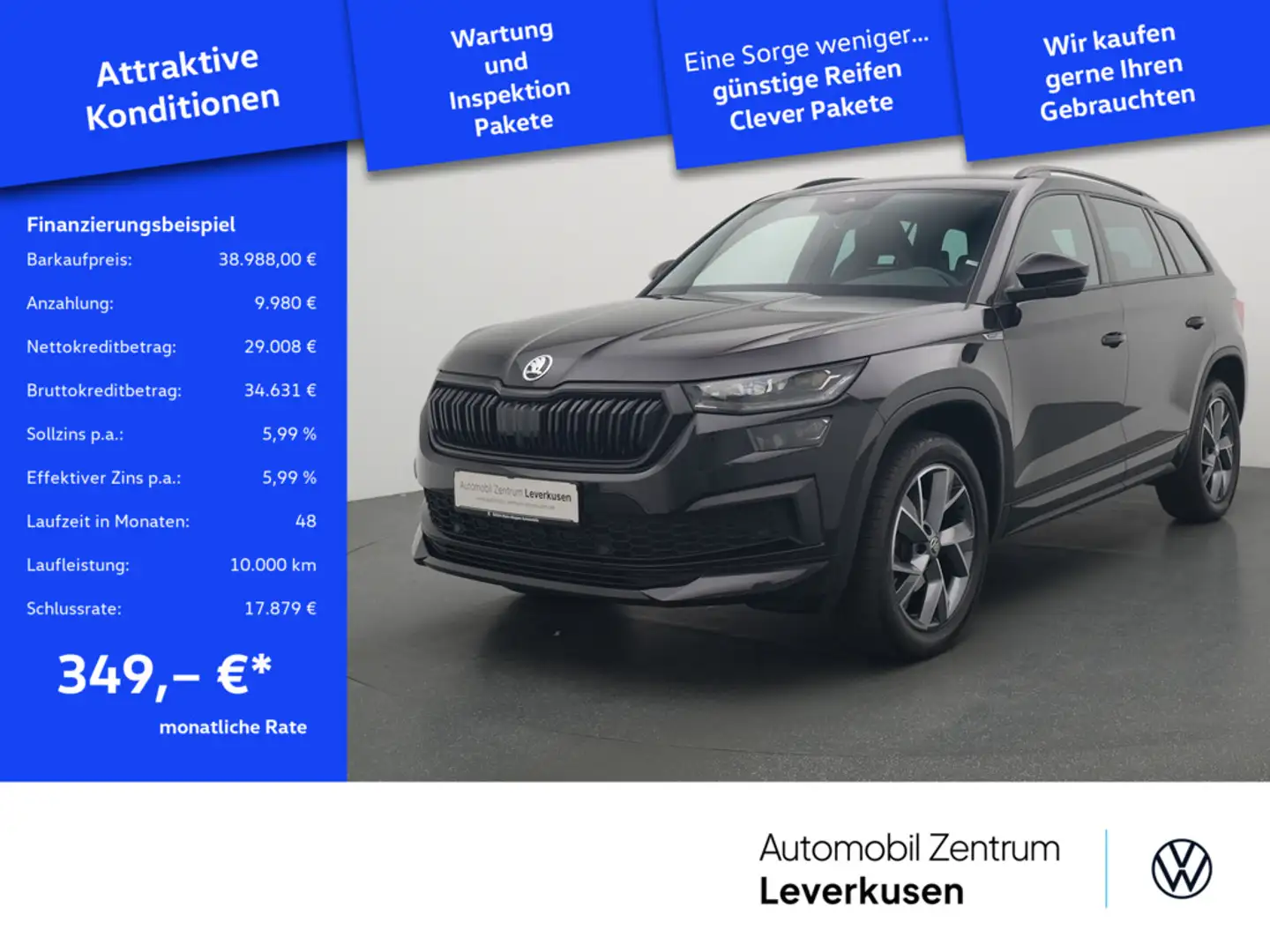 Skoda Kodiaq Sportline DSG MATRIX AHK KAM SHZ PDC Schwarz - 1