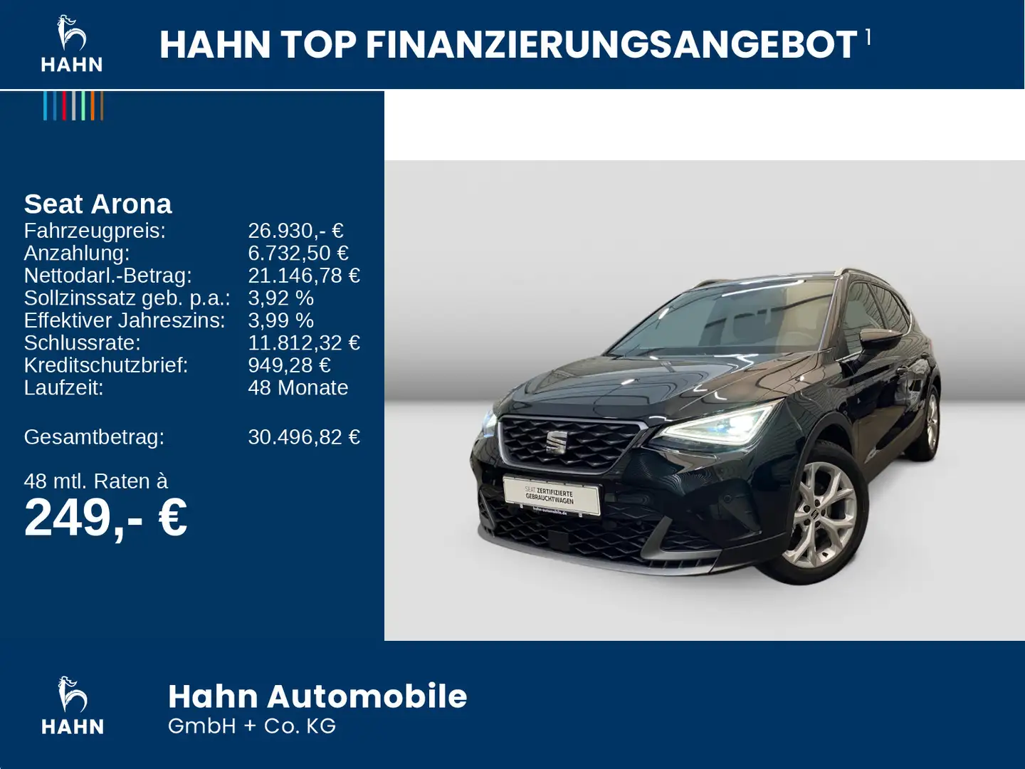 SEAT Arona 1.5TSI DSG FR ACC AHK Cam LED Navi Sitzhei Noir - 2