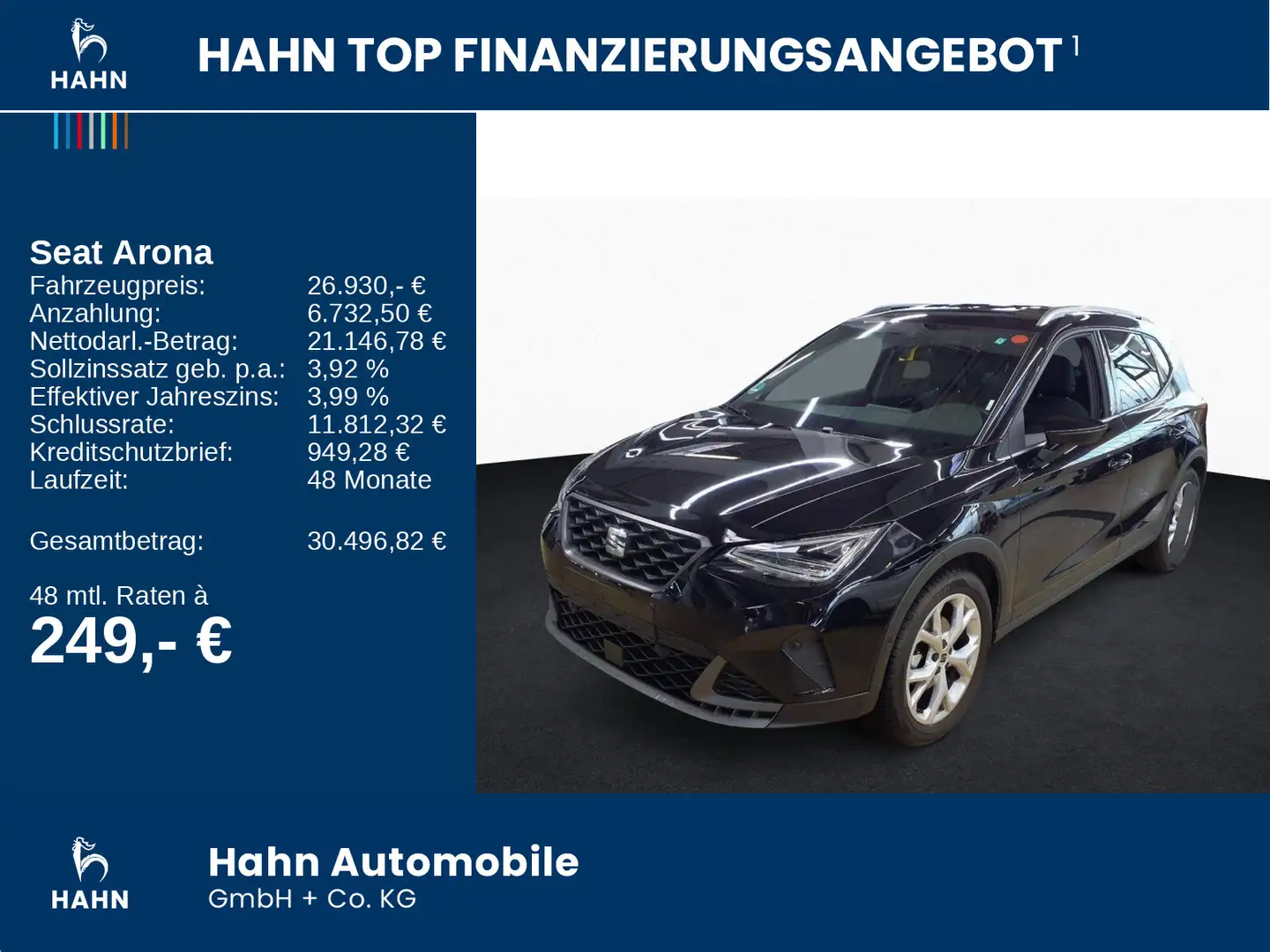 SEAT Arona 1.5TSI DSG FR ACC AHK Cam LED Navi Sitzhei Schwarz - 2