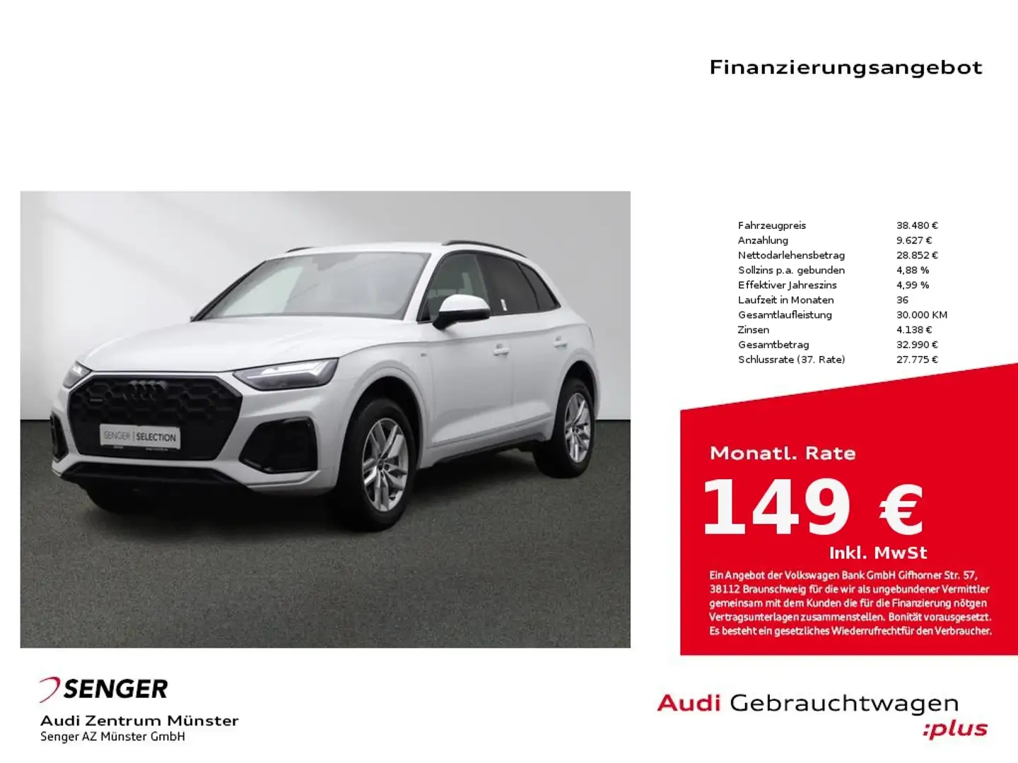Audi Q5 40 TDI quattro S line MMI Navi LED B&O Weiß - 1