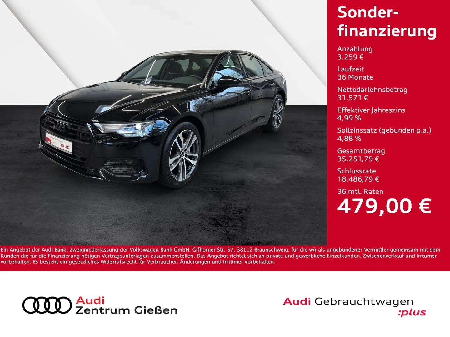 Audi A6 Limousine 40 TDI quattro Sport Black Kamera Navi Schwarz - 1