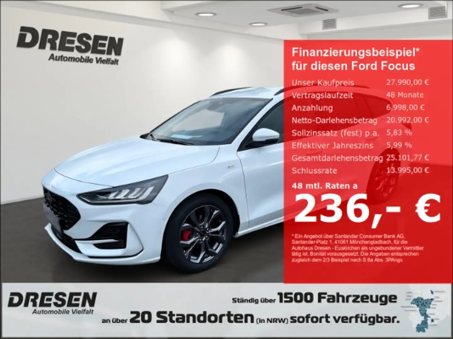 Ford Focus ST-Line Turnier ACC/Matrix LED/Navi/Rückfahrkamera Weiß - 1
