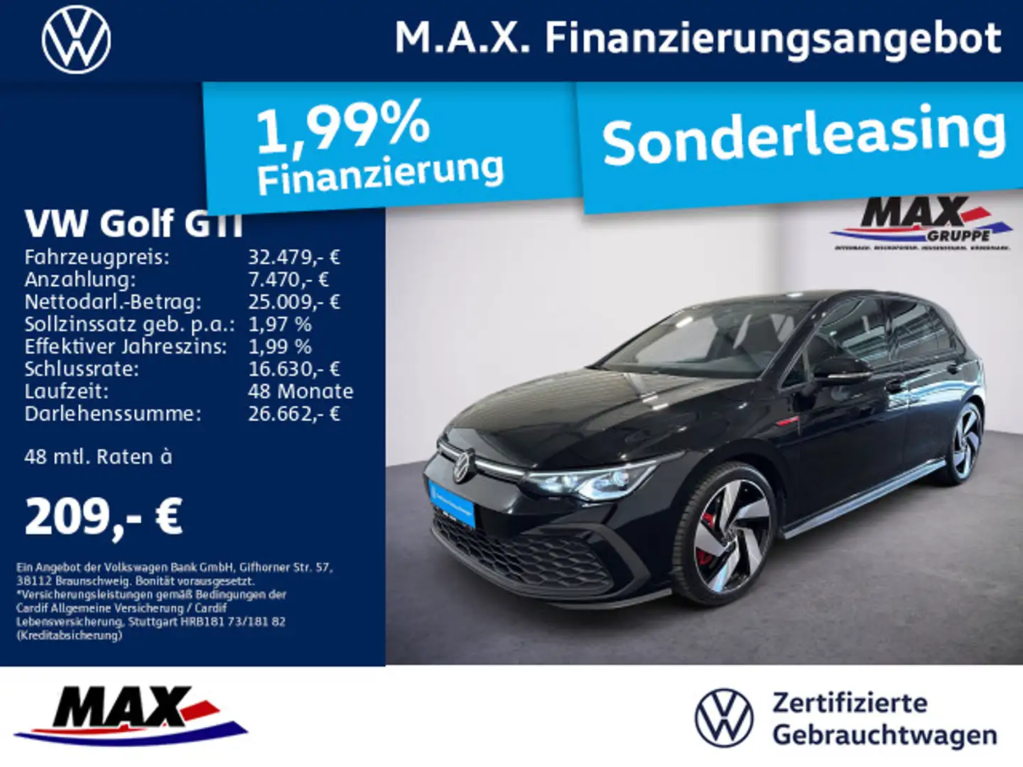 Volkswagen Golf GTI Golf VIII GTI 2.0 TSI DSG BLACK IQ.LIGHT+AHK+RFK Schwarz - 1