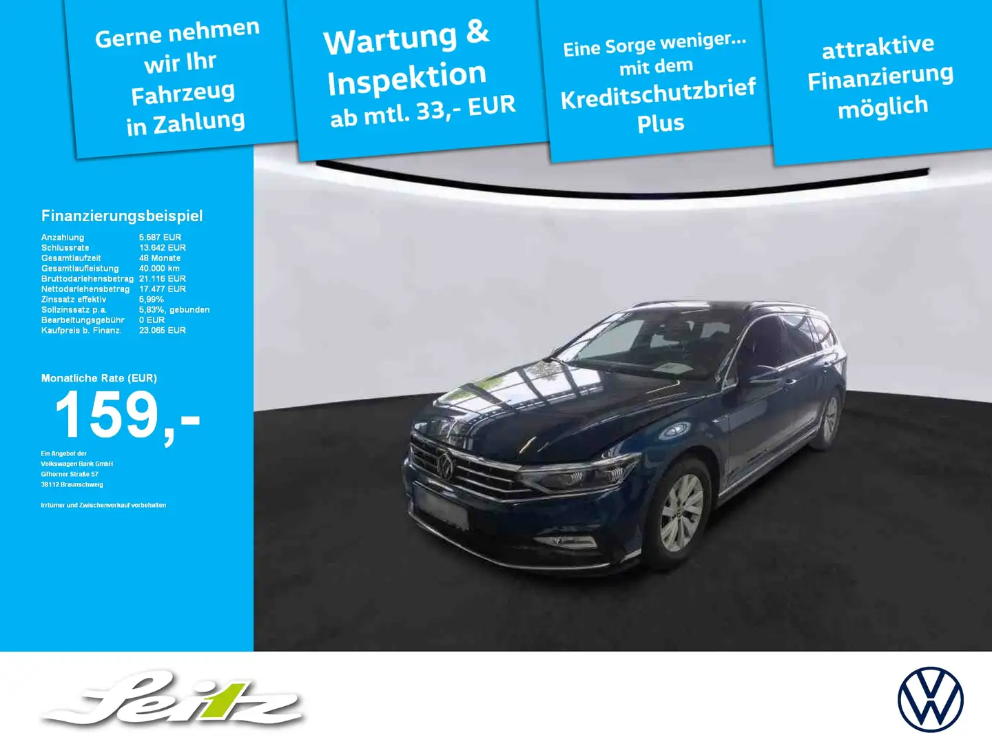 Volkswagen Passat Variant 2.0 TDI Business *AHK*STANDH*HARMAN* Bleu - 1