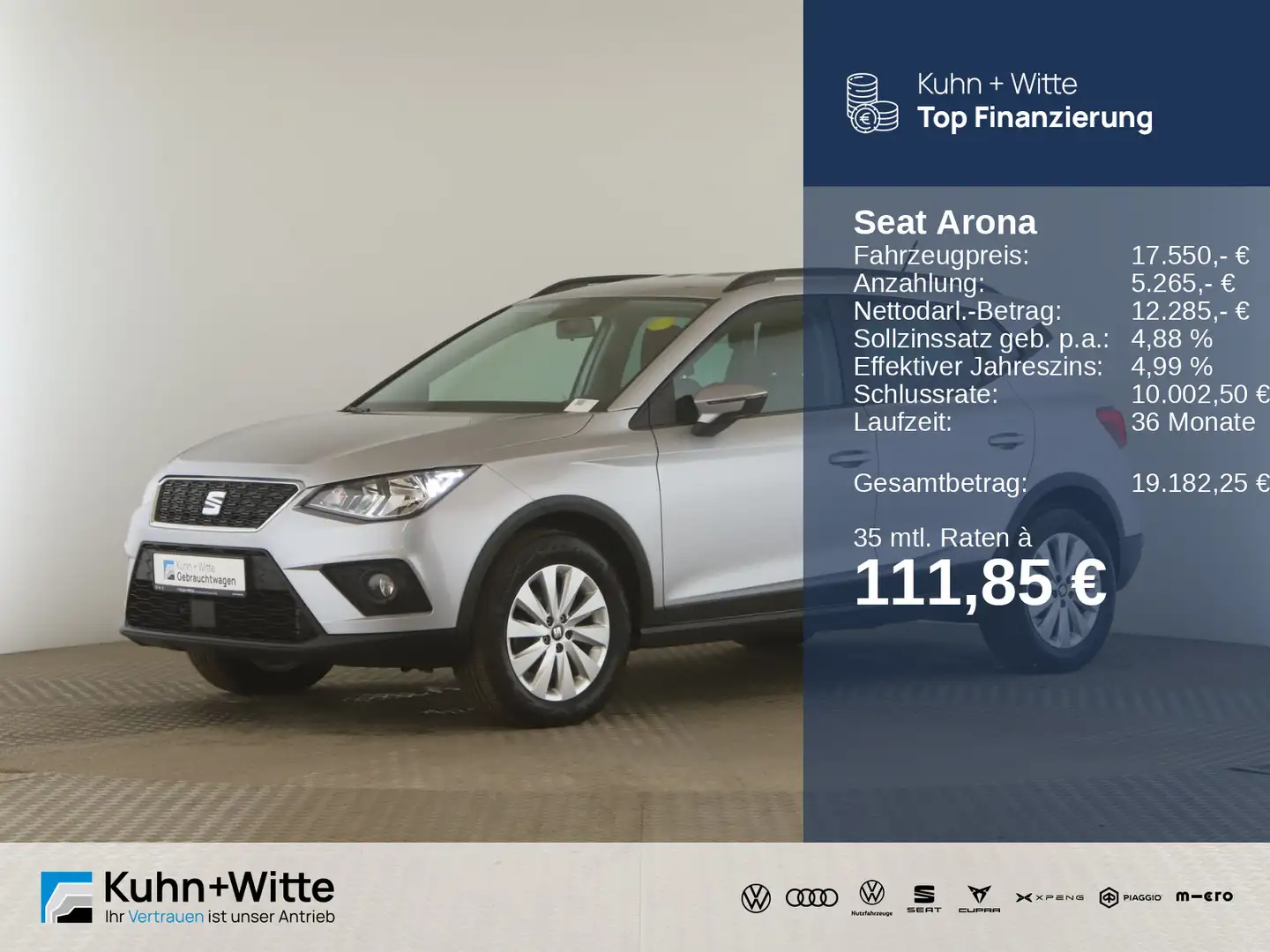 SEAT Arona 1.0 TSI Style *AHK*ACC*LED*PDC*Navi*AppleC Argent - 1