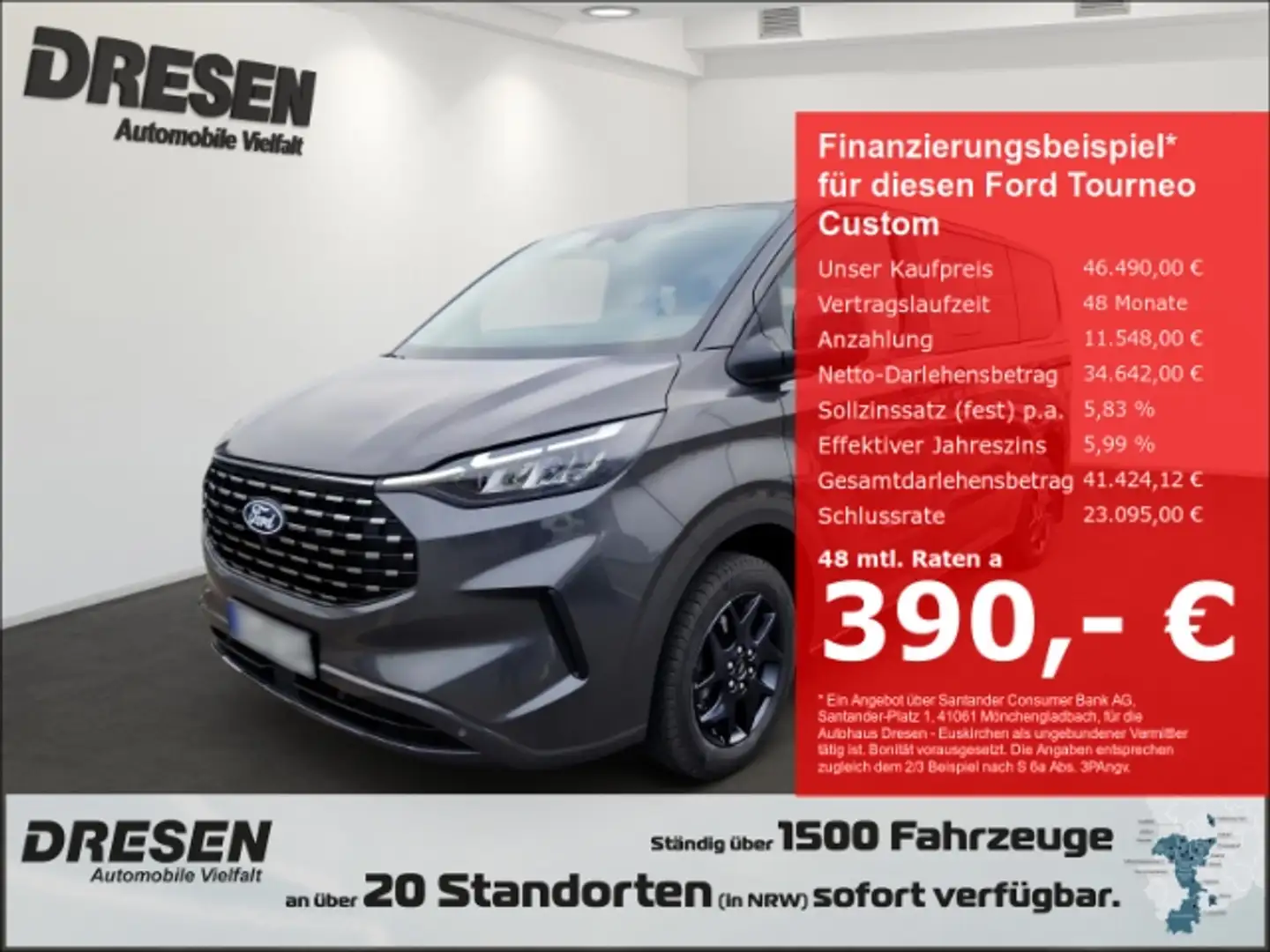 Ford Tourneo Custom Titanium 320 L1 2.0 EcoBlue 150PS Neues Model /Led Grau - 1