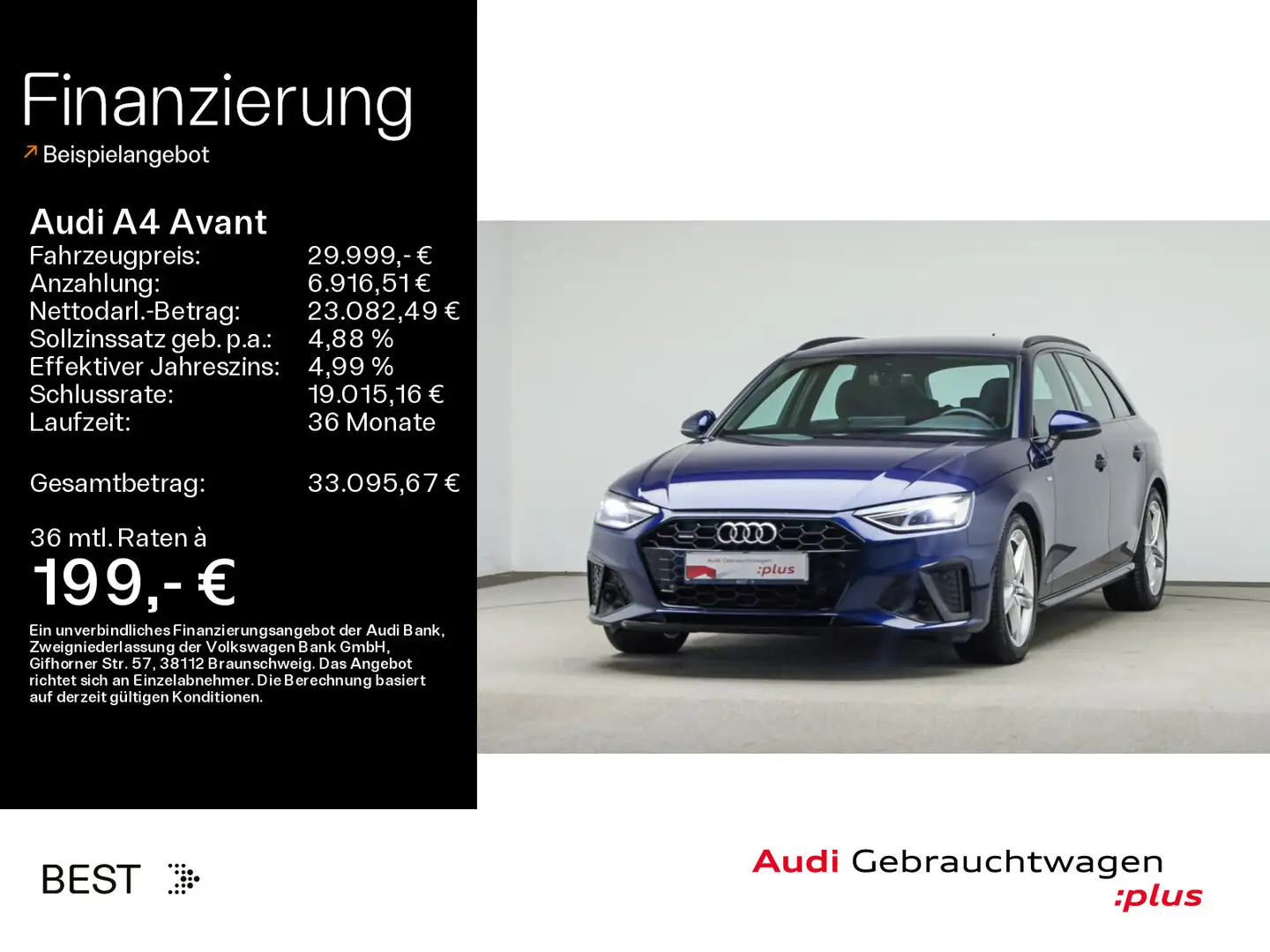 Audi A4 40 TDI quattro S-LINE*LED*VIRTUAL*NAVI* Bleu - 1