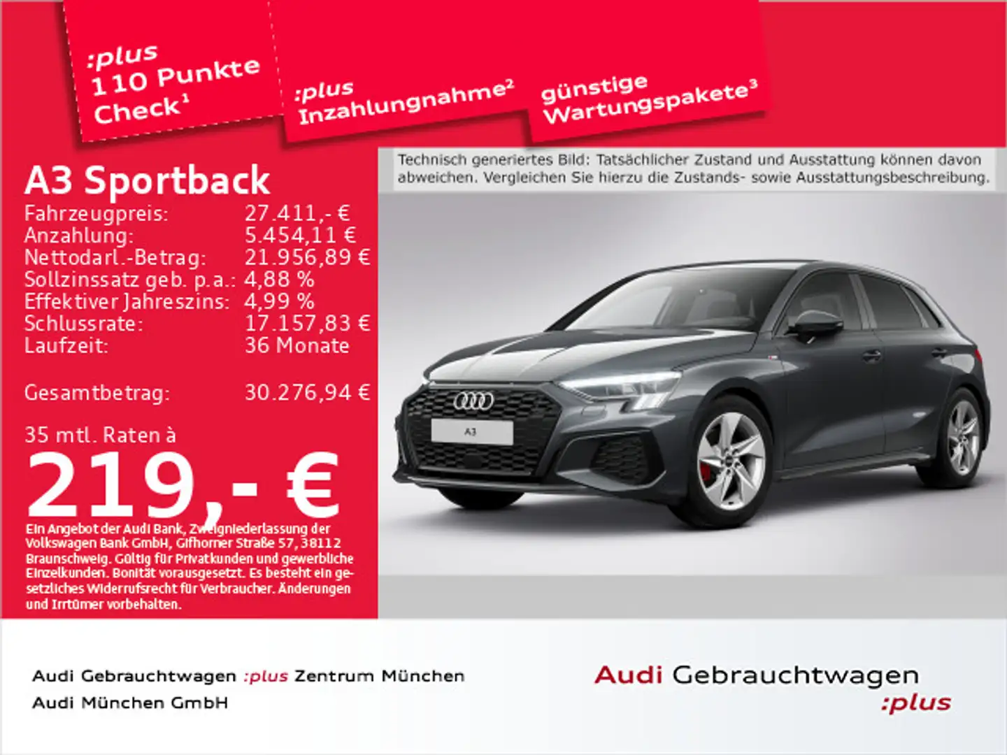 Audi A3 35 TDI S line Matrix/Navi+ Grau - 1