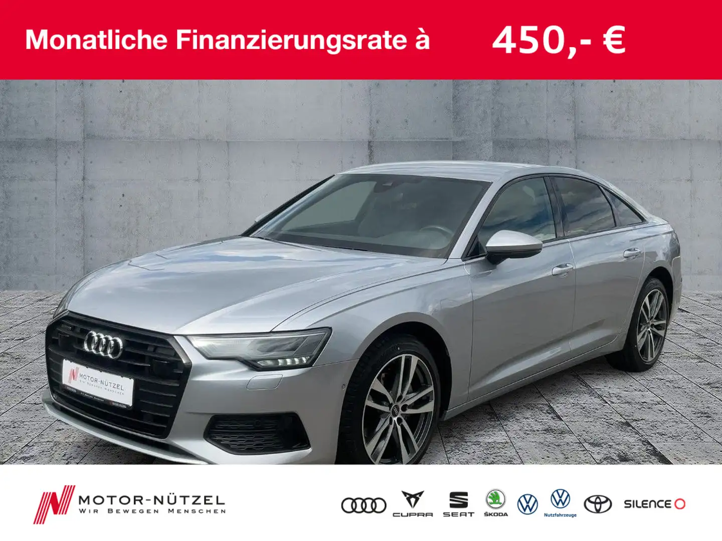 Audi A6 40 TDI QU SPORT LED+NAVI+RFK+ACC+19 Silber - 1