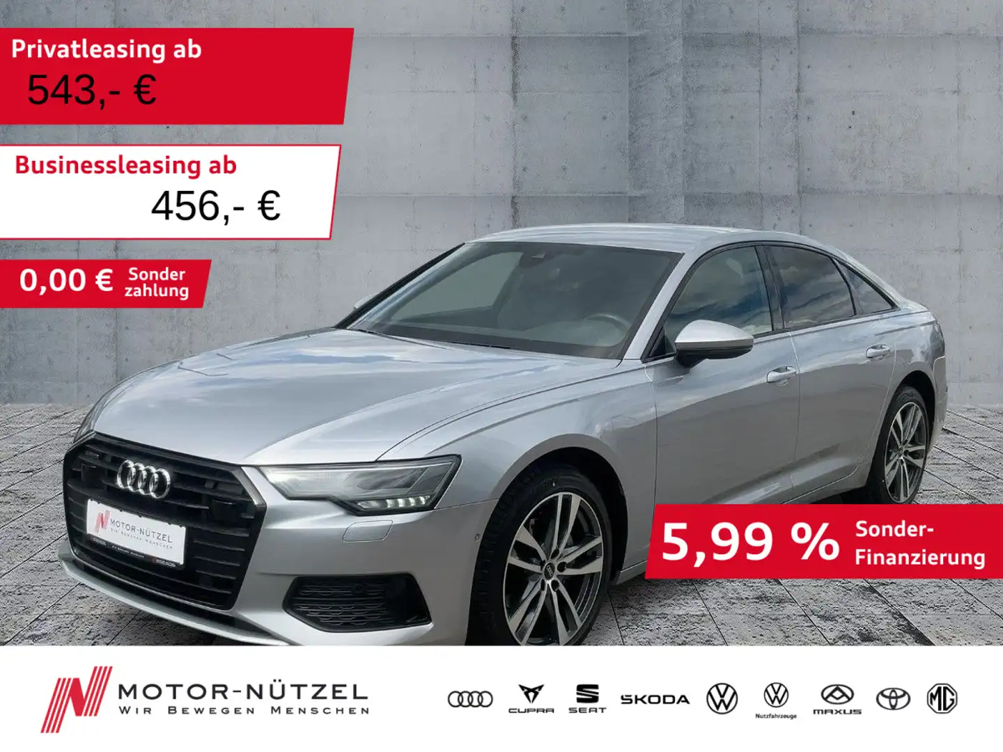 Audi A6 40 TDI QU SPORT LED+NAVI+RFK+ACC+19 Plateado - 1