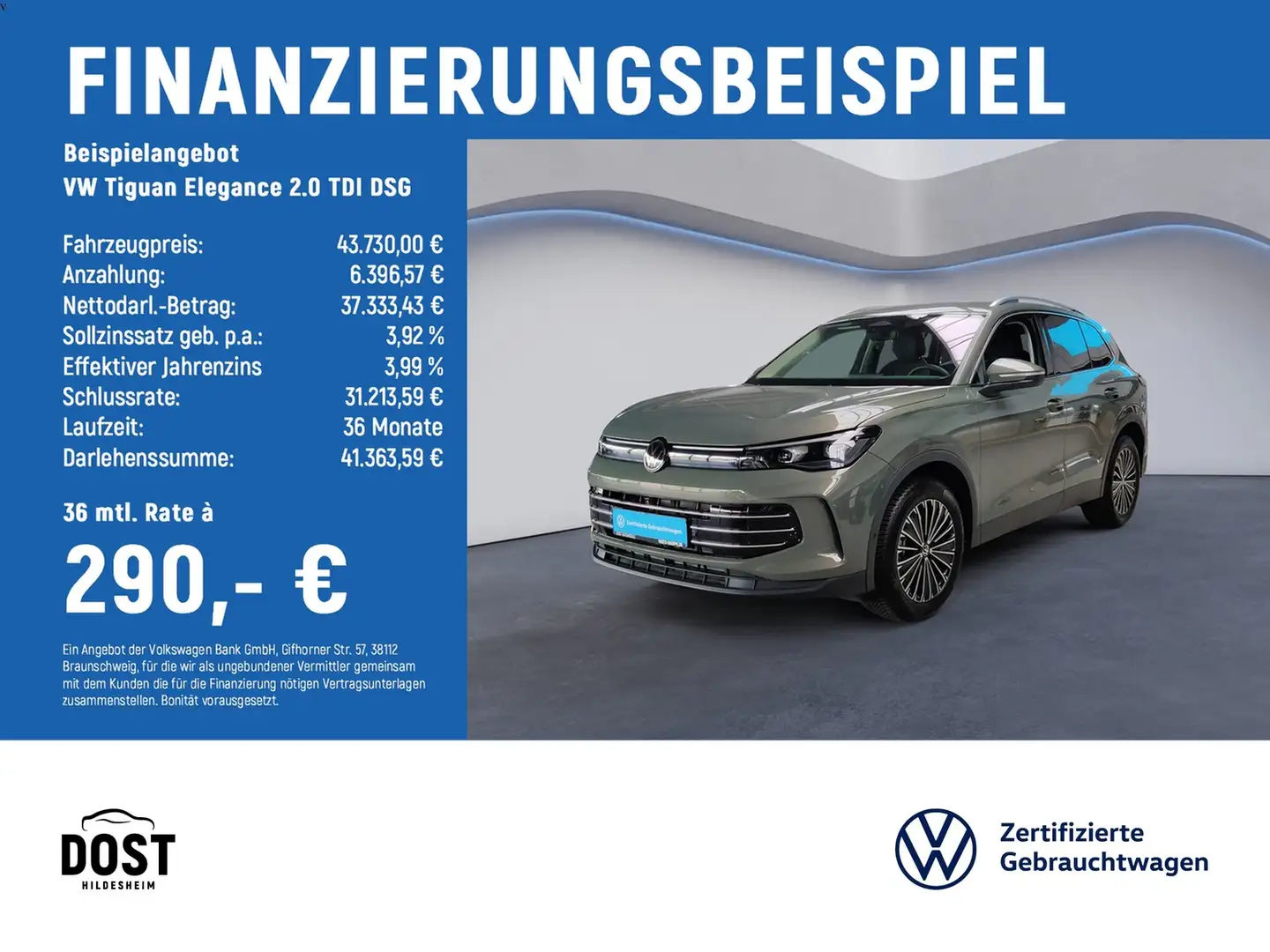 Volkswagen Tiguan Elegance 2.0 TDI DSG AHK+MATRIX LED+STHZG Grün - 2