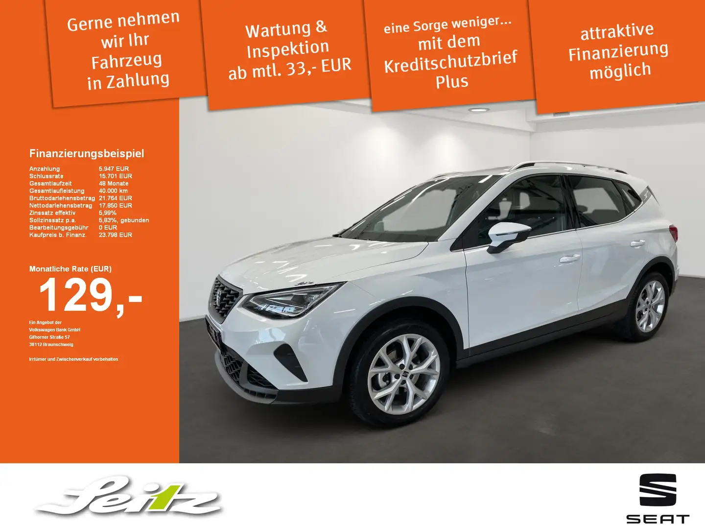 SEAT Arona 1.0 TSI FR *NAVI*PARKSENSOR*SITZH* Wit - 1