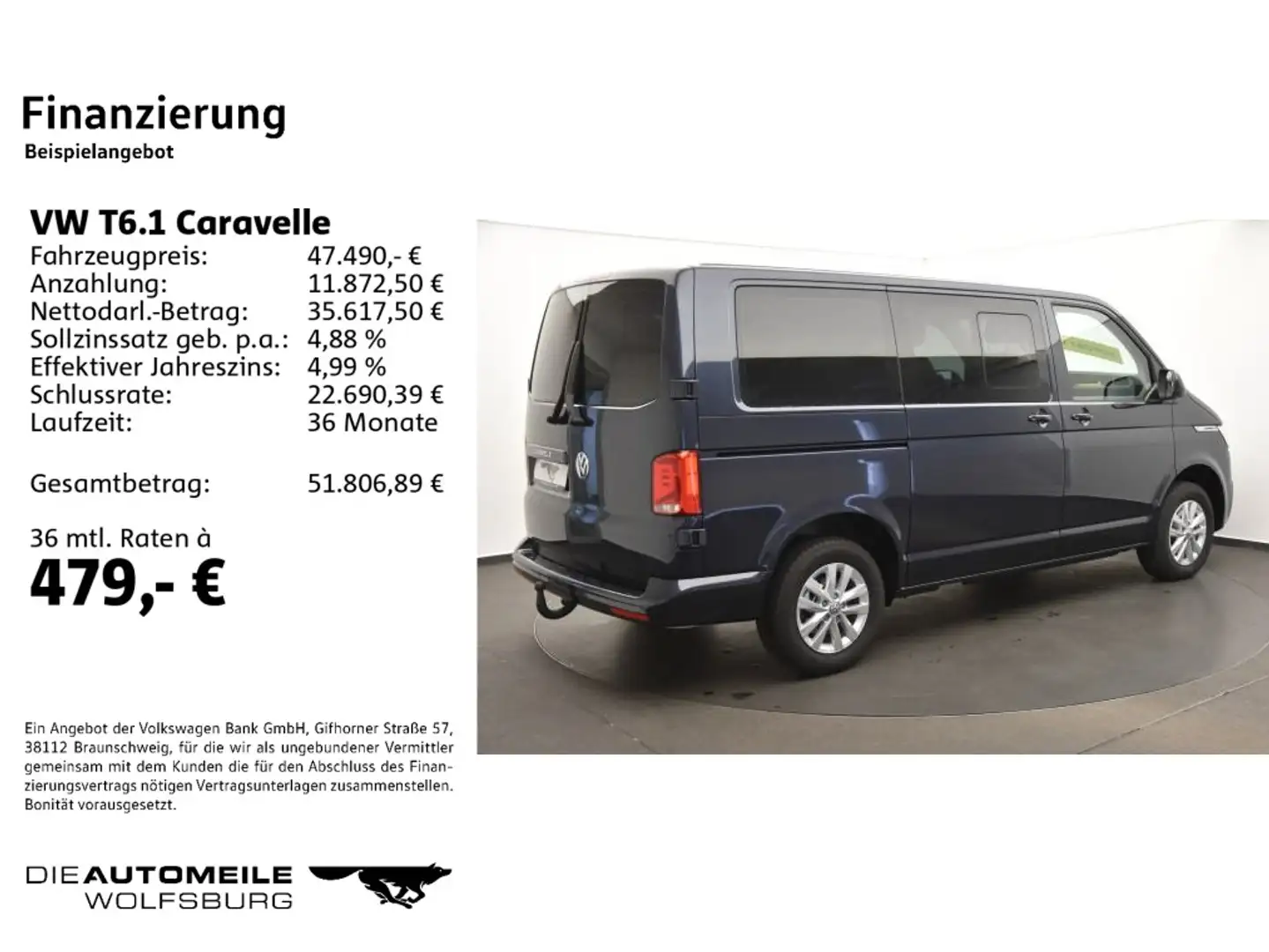 Volkswagen T6.1 Caravelle KR 2.0 TDI SCR DSG Comfortline Blau - 2