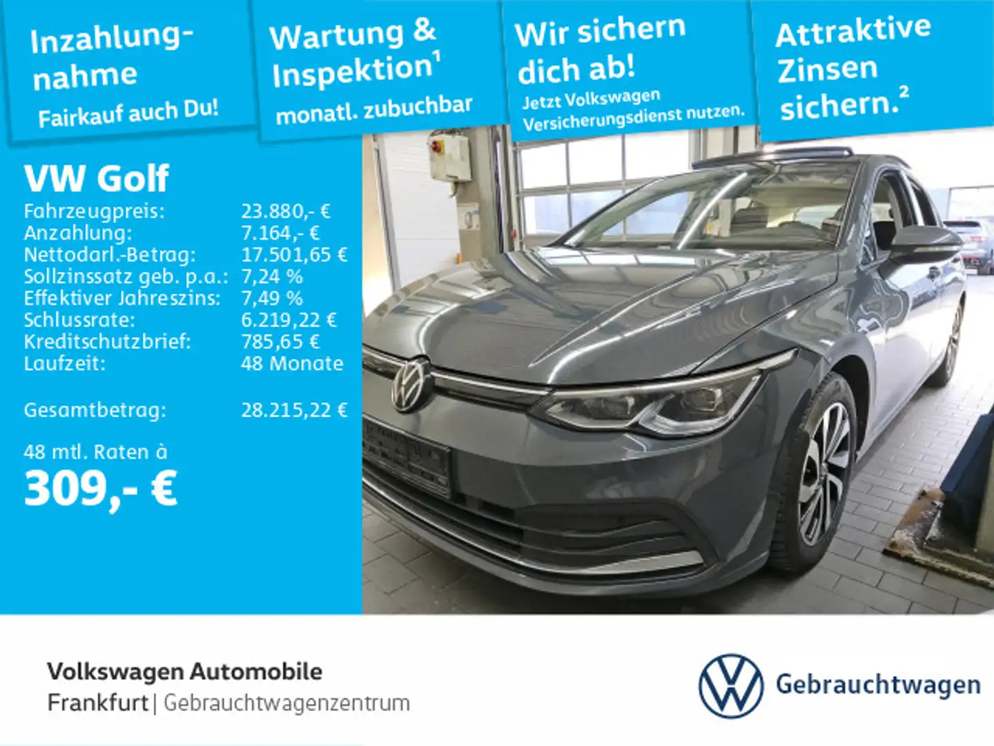 Volkswagen Golf VIII 2.0 TDI DSG Active DAB+ IQLight LEDMat Gris - 1