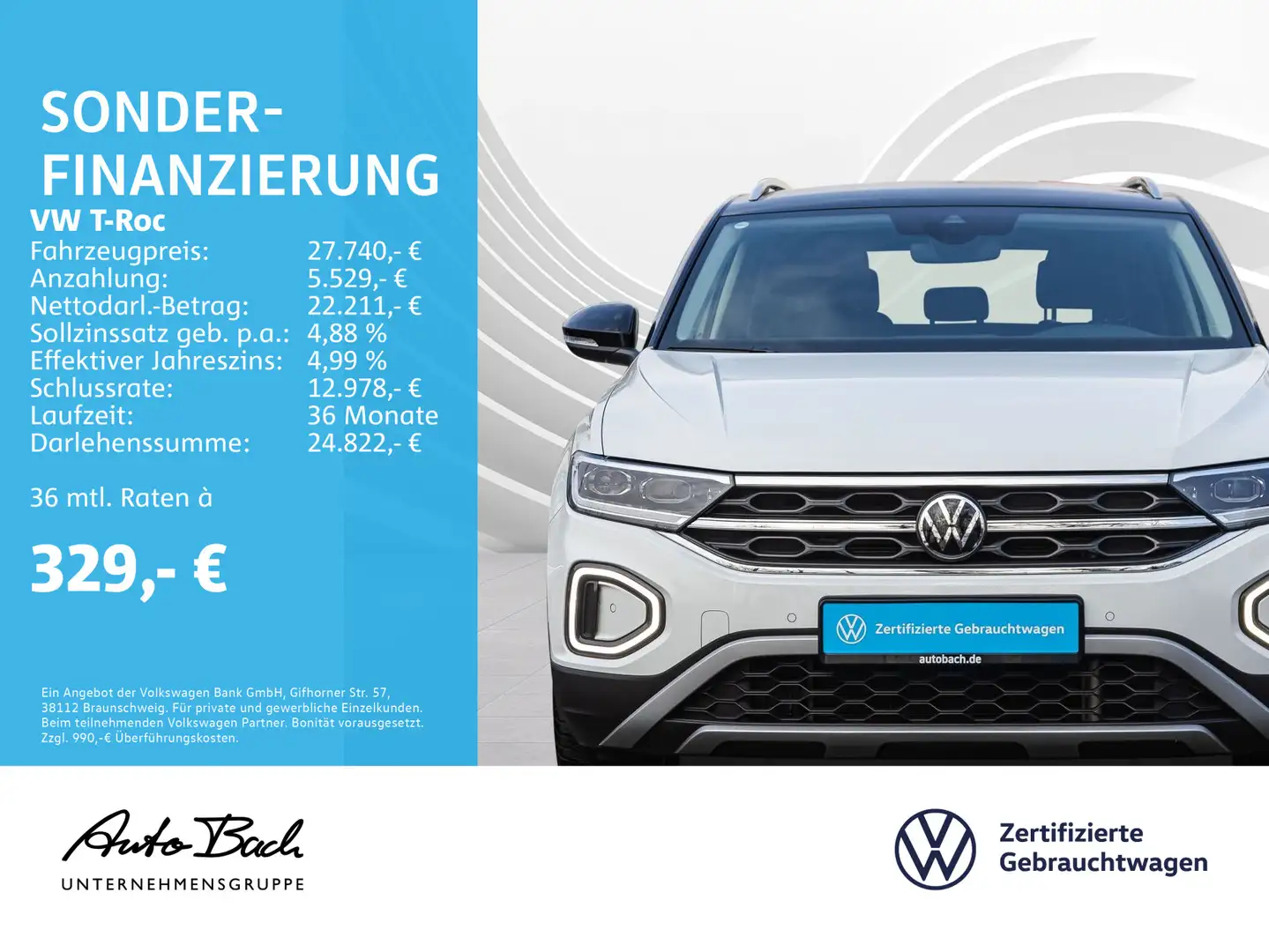Volkswagen T-Roc 1.5 TSI DSG Style, Navi, LED, AHK, App-Con Weiß - 2