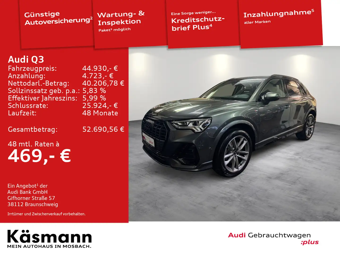 Audi Q3 S line 40TFSI qu MATRIX AHK 360° NAV SHZ Grau - 2