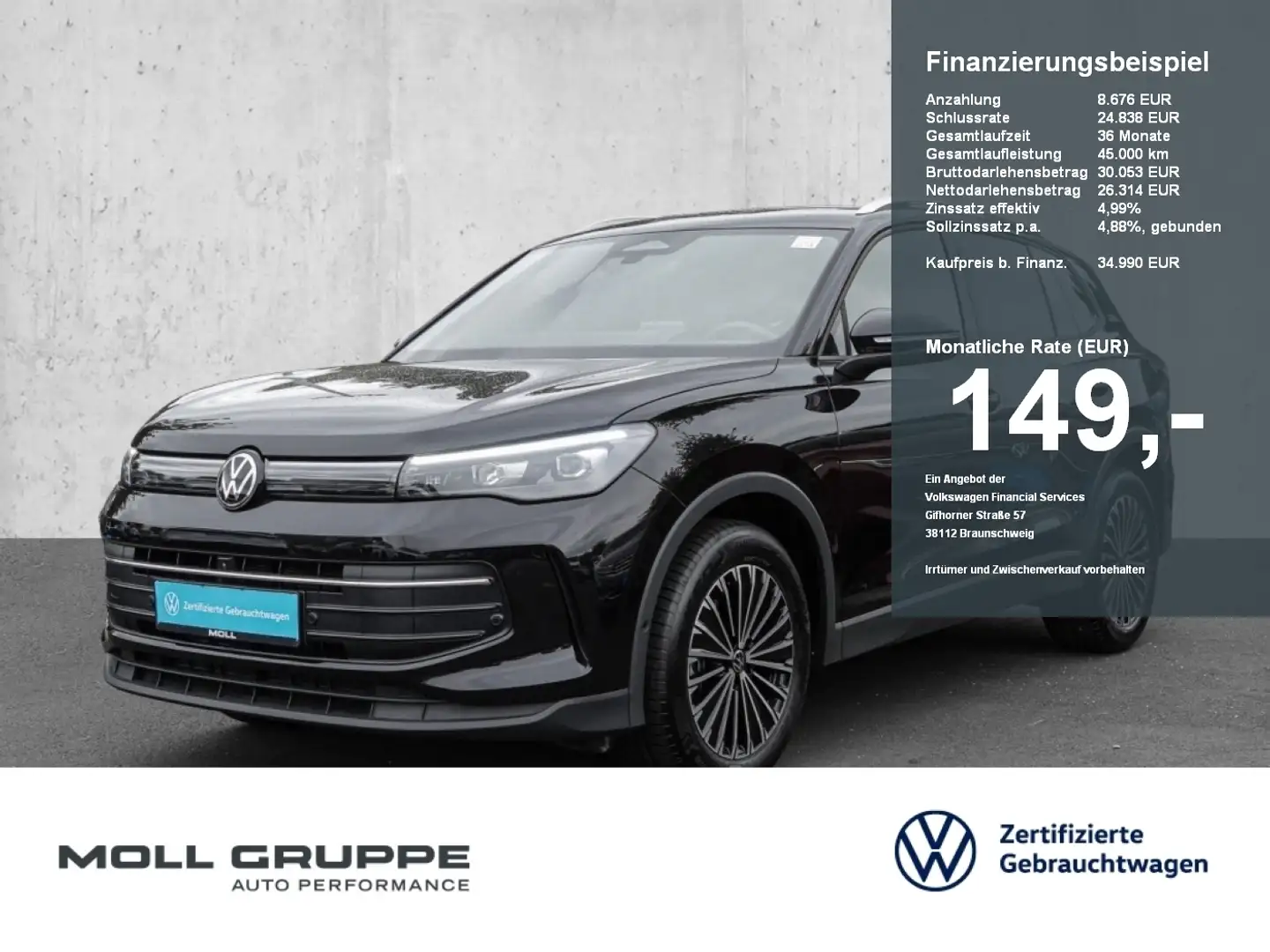Volkswagen Tiguan 1.5 eTSI DSG Goal 360 ACC AUT EL.HECK FLA Schwarz - 1
