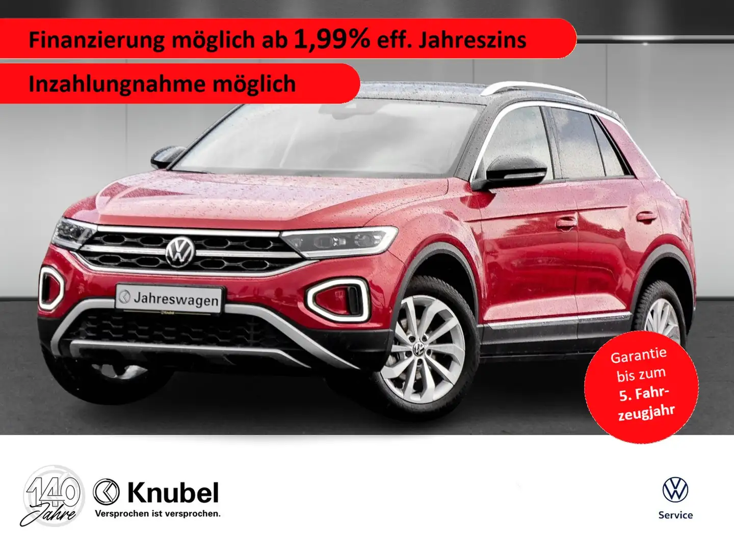 Volkswagen T-Roc Style 1.0 TSI LED+ Navi AHK ACC ParkAssist Massage Rood - 1
