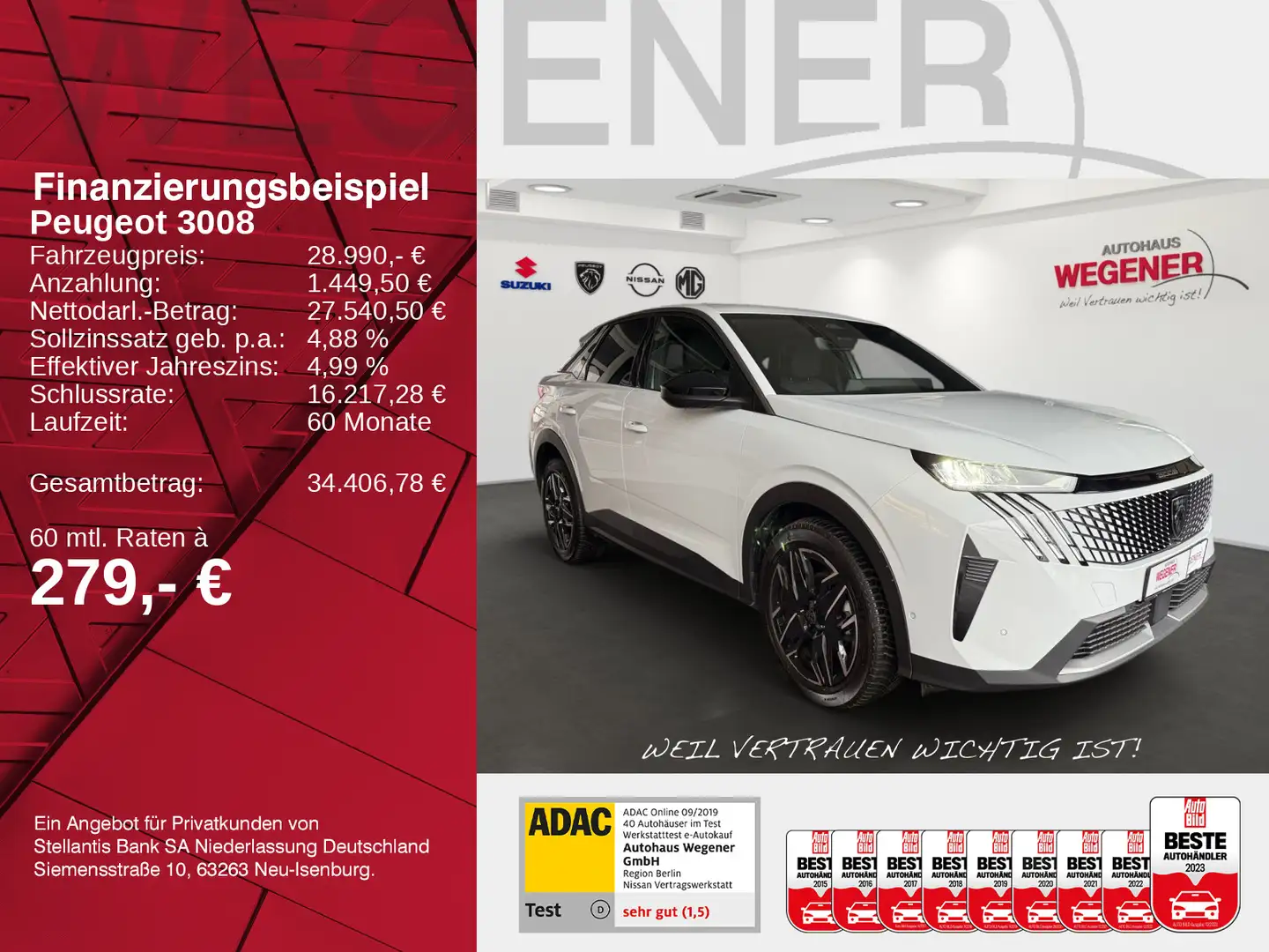 Peugeot 3008 ALLURE HYBRID 145 e-DSC6 KAMERA SHZ NAVI Weiß - 2