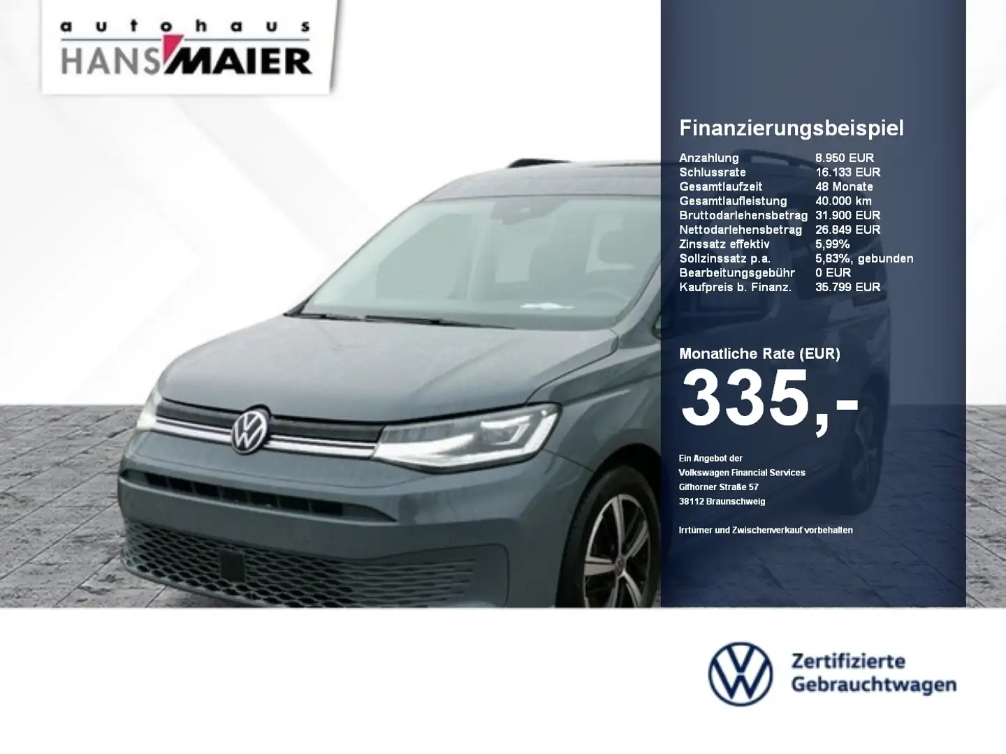 Volkswagen Caddy Dark Label 1.5 TSI DSG AHK Kamera Pano VC Grau - 1