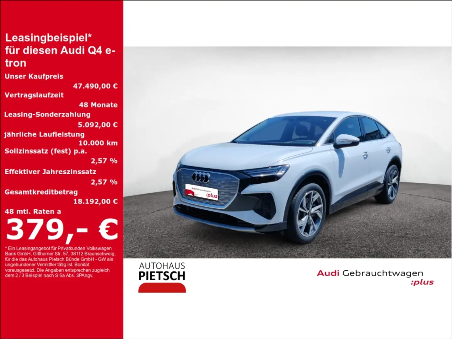 Audi Q4 e-tron Sportback 45 quattro advanced Matrix Weiß - 1