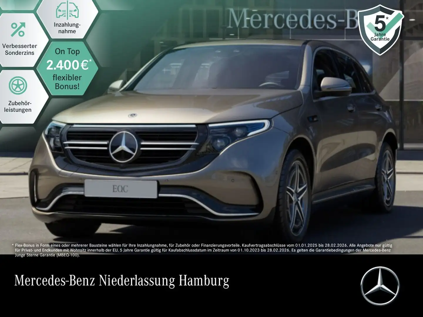 Mercedes-Benz EQC 400 4M AMG+MULTIBEAM+KAMERA+HUD+TOTW+KEYLESS Silber - 1