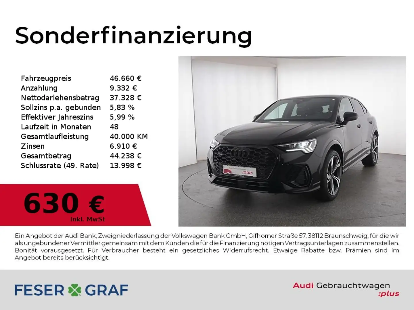 Audi Q3 Sportback 40 TDI quattro S line S tronic M Schwarz - 1