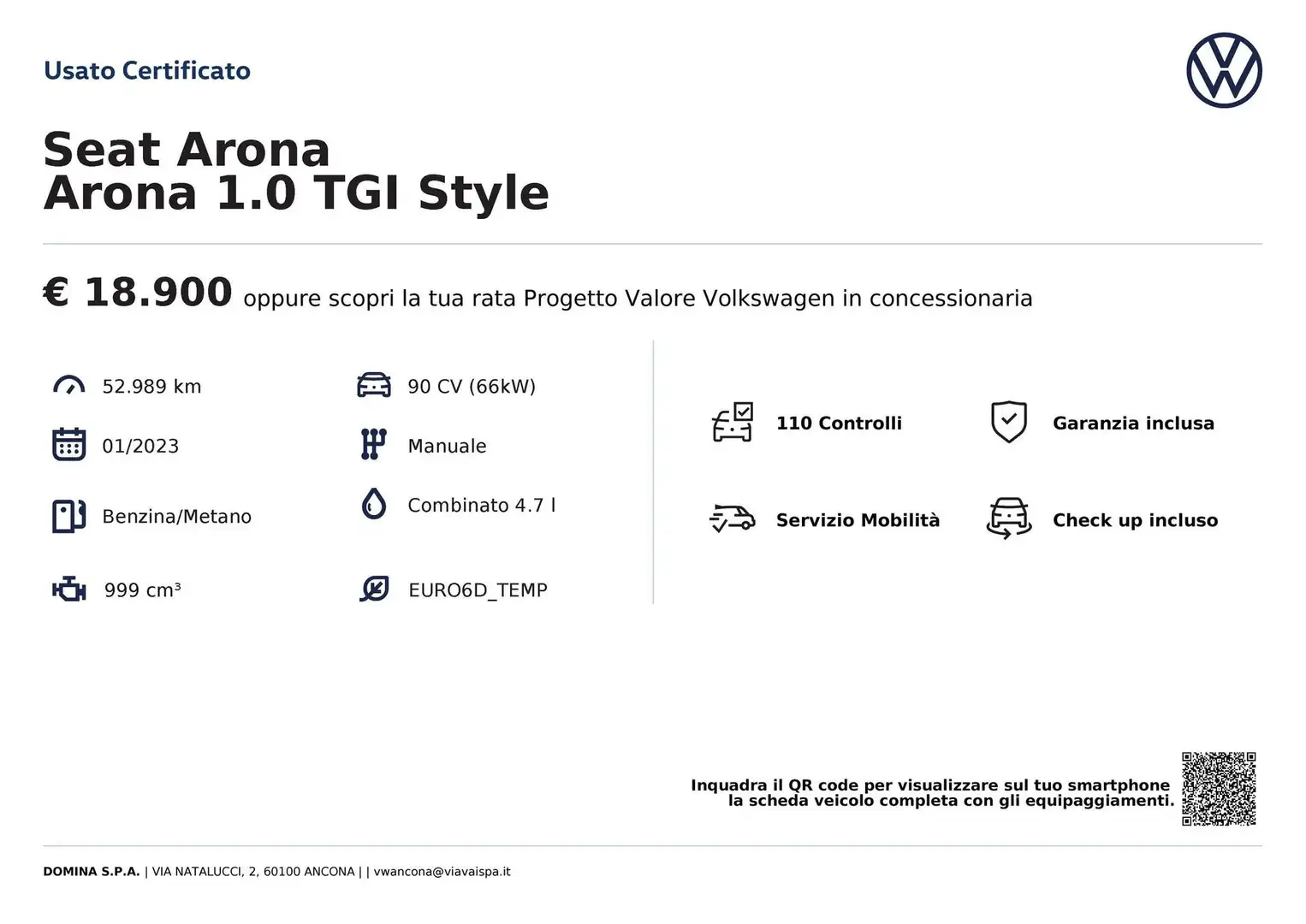 SEAT Arona 1.0 TGI Style Bianco - 2