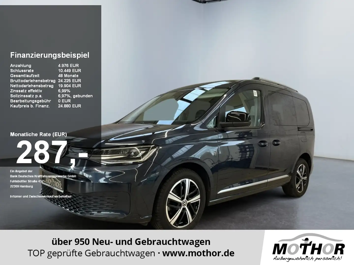 Volkswagen Caddy Style 2.0 TDI DSG Abstandstempomat Blauw - 1