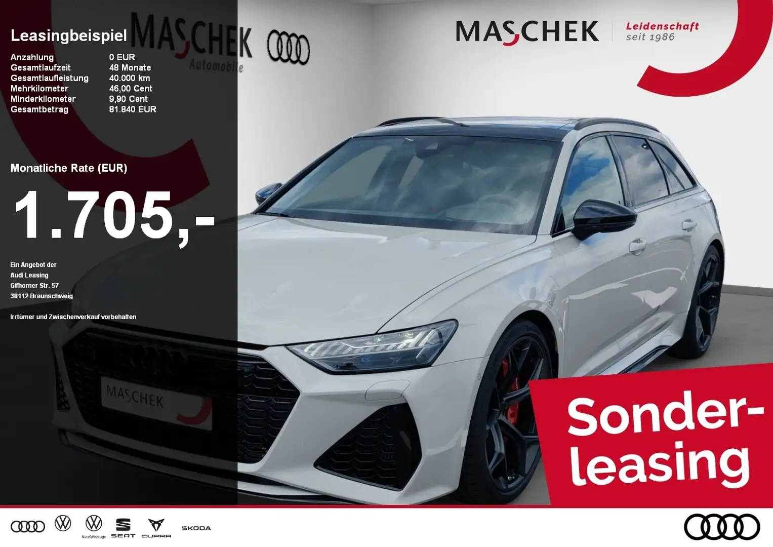 Audi RS6 Avant performance KREIDE Keramik 305 Pano AHK b+O - 1