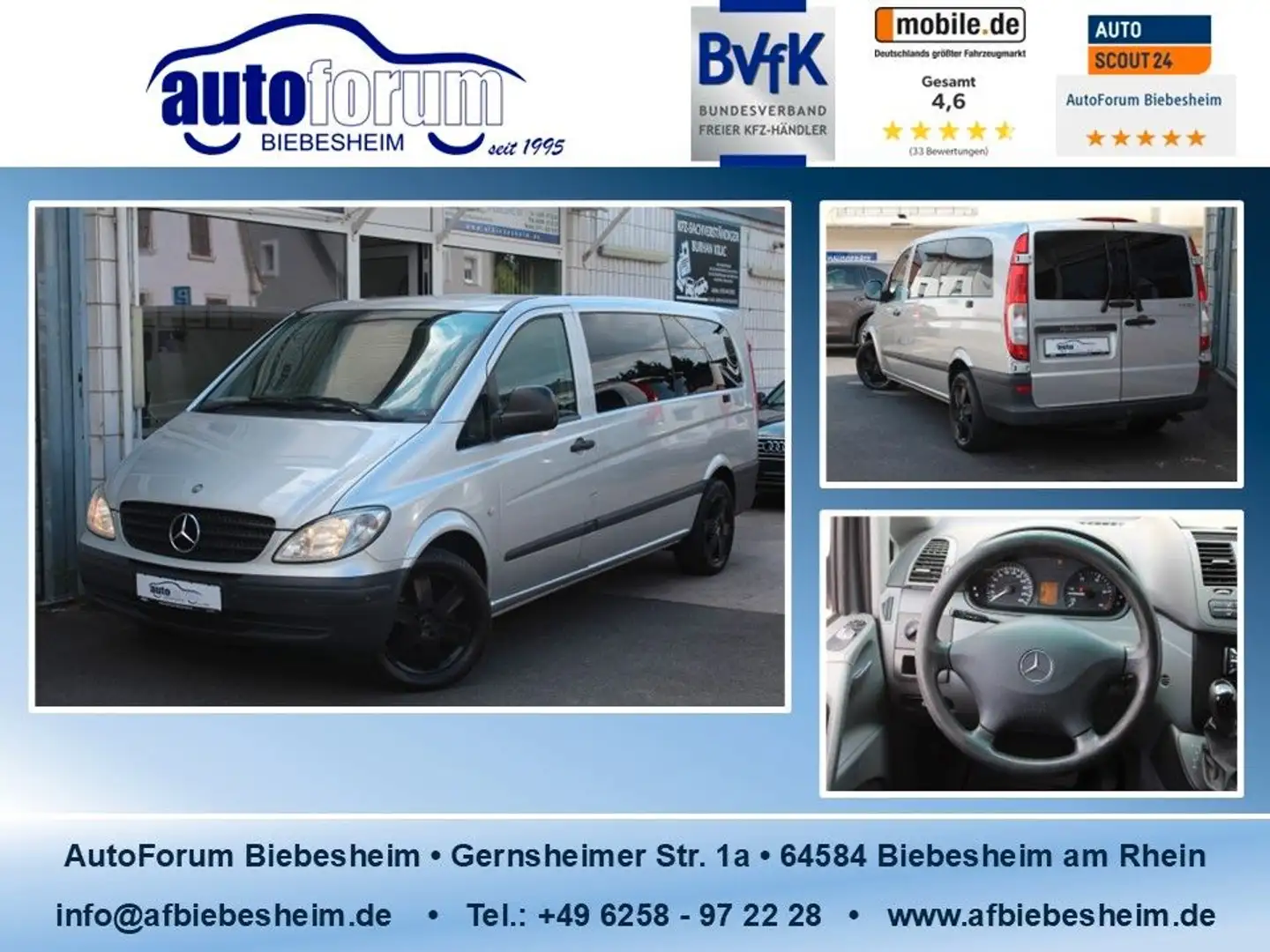 Mercedes-Benz Vito 120 CDI V6 extralang Mixto 2.Hand*Klima*AHK Srebrny - 1