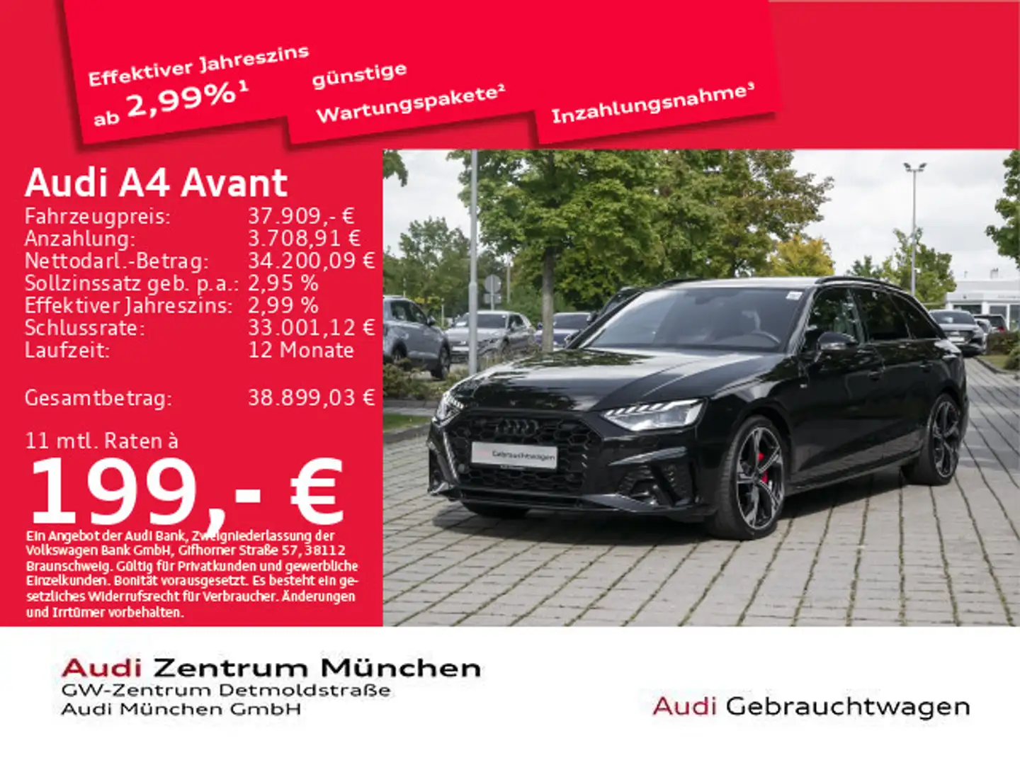 Audi A4 40 TFSI S tronic 2x S line S tronic AHK Noir - 1