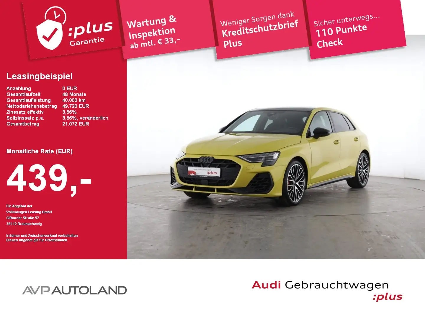 Audi S3 Sportback 2.0 TFSI quattro S tronic | PANO | Gelb - 1