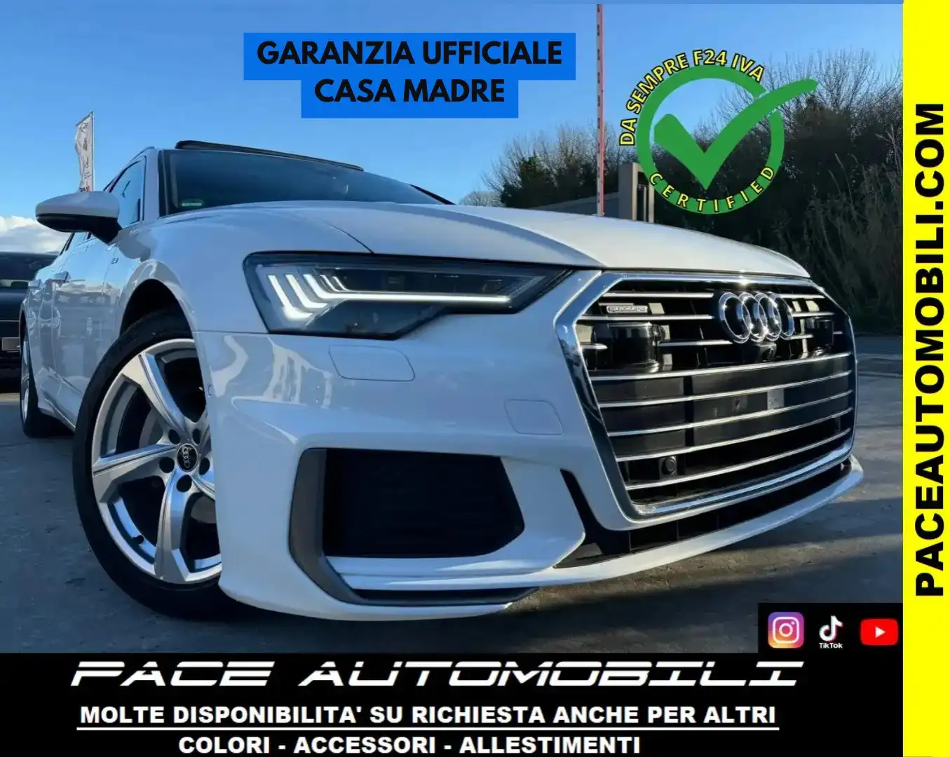 Audi A6 40D Q4 ACC TETTO S LINE SLINE S-LINE 19" PELLE LED Bianco - 1