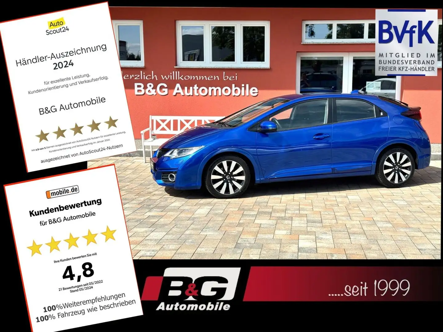 Honda Civic 1.4 Elegance*Garantie*2.Hand*Top Zustand* Bleu - 1