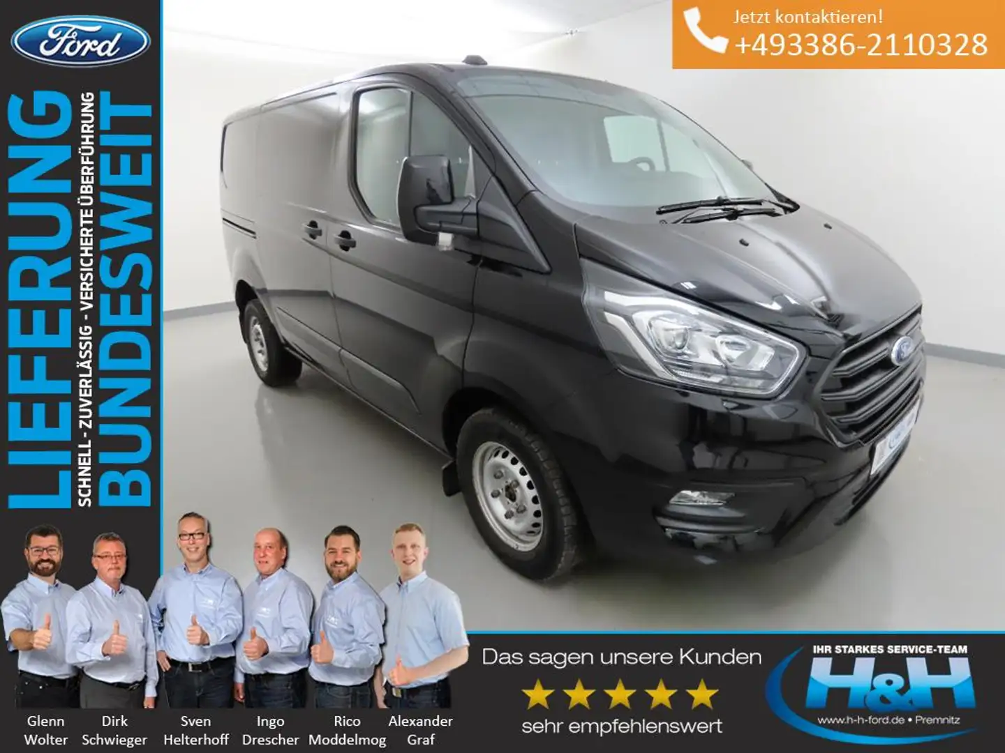 Ford Transit Custom 2.0 280 L1 AHK+PPS+Klima Schwarz - 1