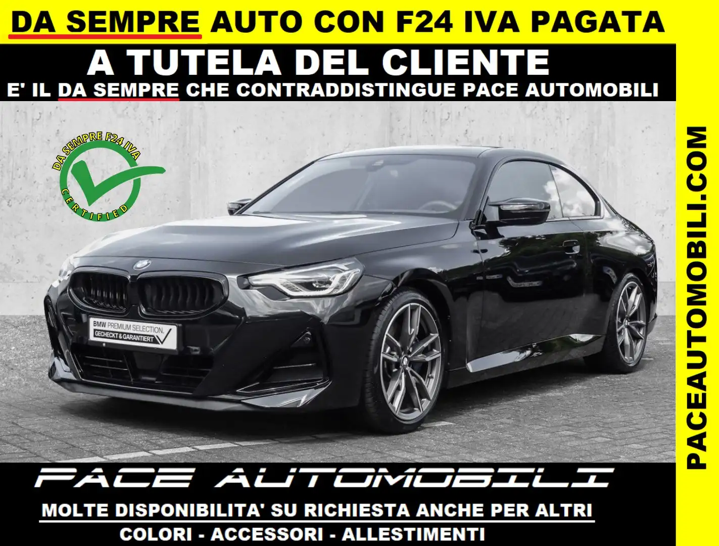 BMW 240 M 240i XDRIVE TETTO 374CV PDC KAMERA HUD H/K ACC Nero - 1