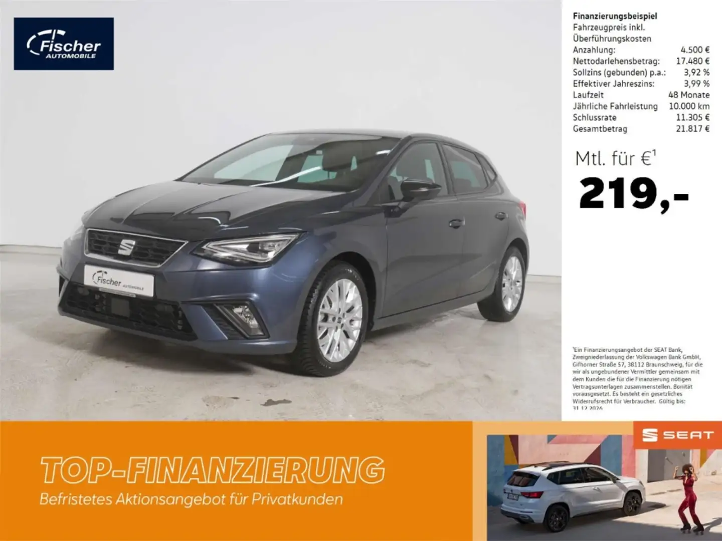 SEAT Ibiza 1.0 TSI FR DSG LED/NAV/Virt./ACC/RFK/SH Grau - 1
