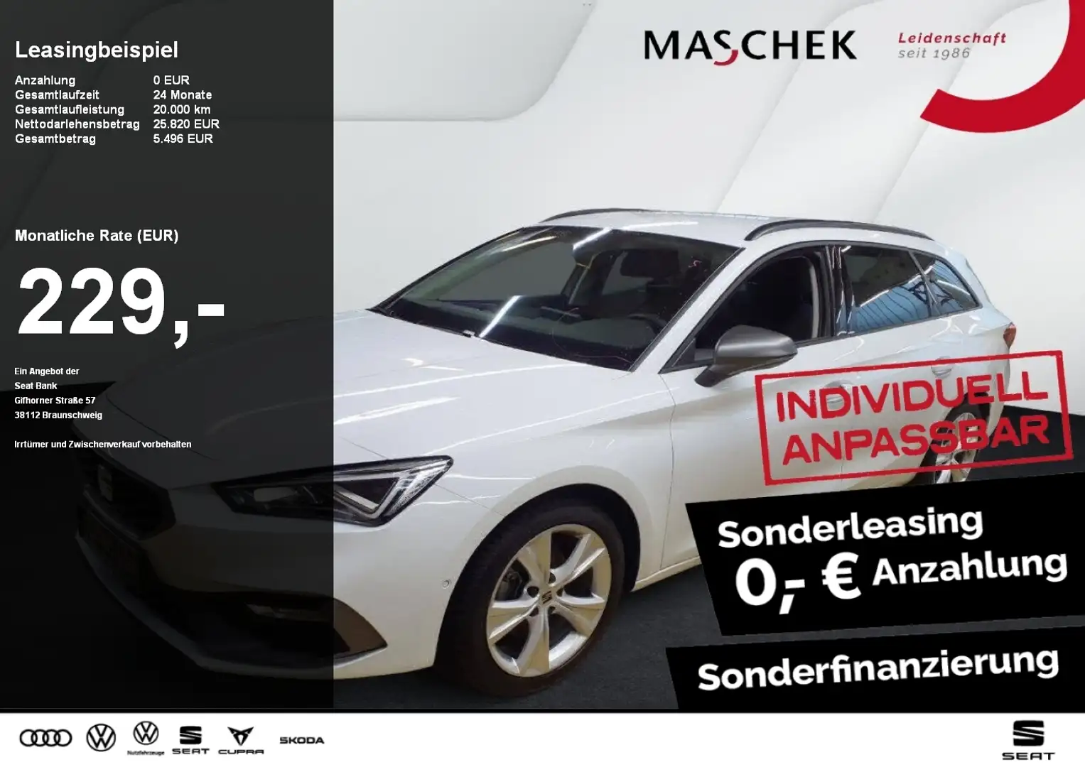 SEAT Leon ST FR 1.5 eTSI DSG Navi RearView LED ACC Sitzh. Weiß - 1