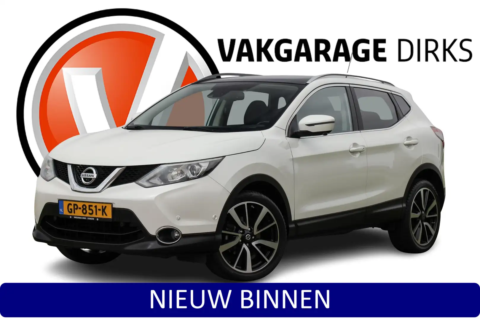 Nissan Qashqai 1.6 Turbo 163 pk Tekna ✅ LED ✅ Pano ✅ Leder Wit - 1