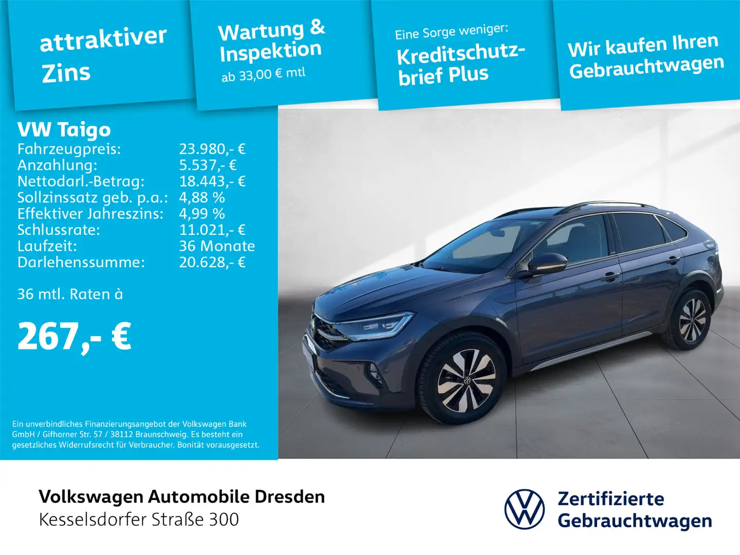 Volkswagen Taigo 1.0 TSI DSG AHZV Navi LED Kamera DAB Gris - 1